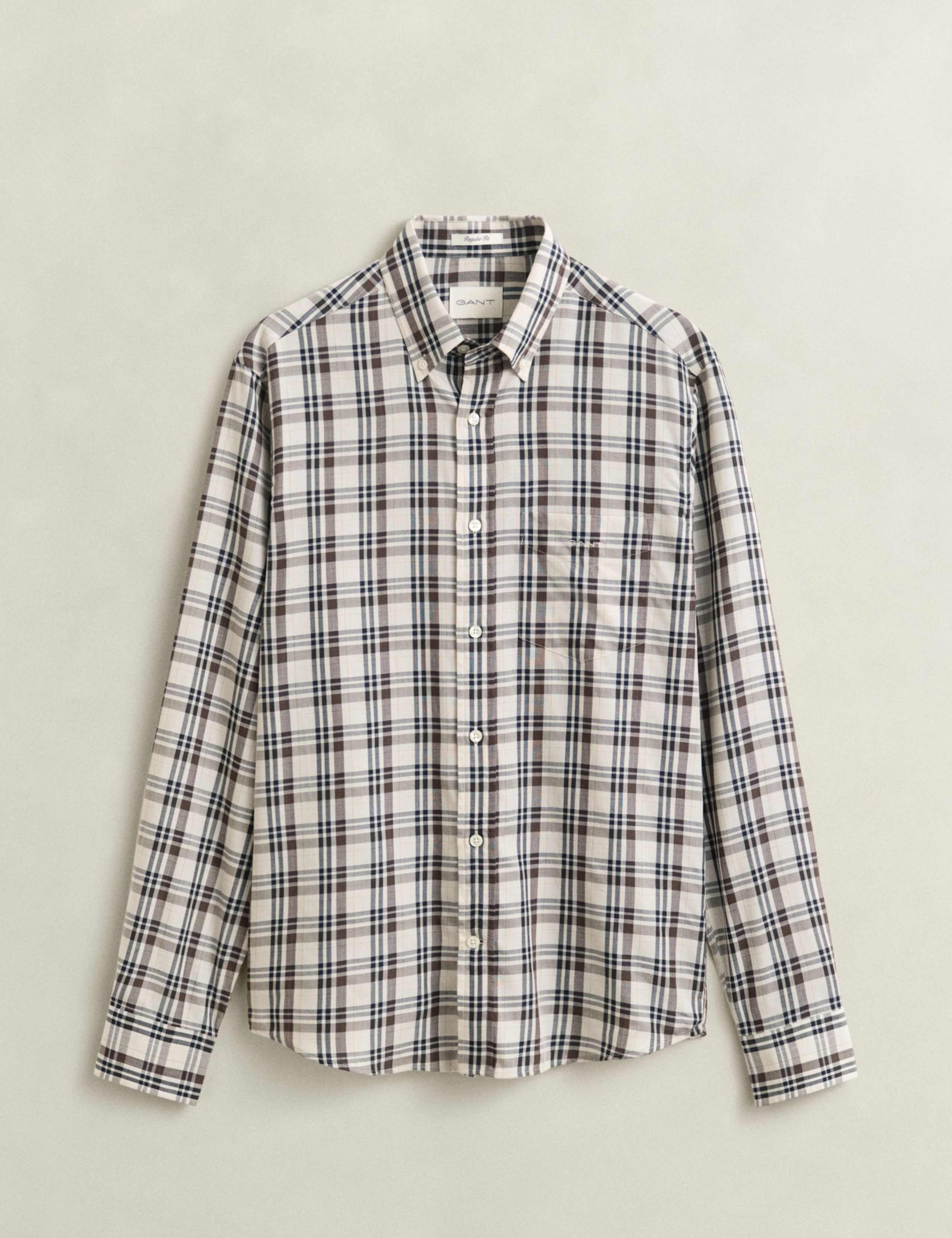 Cotton Blend Twill Check Shirt 2 of 7