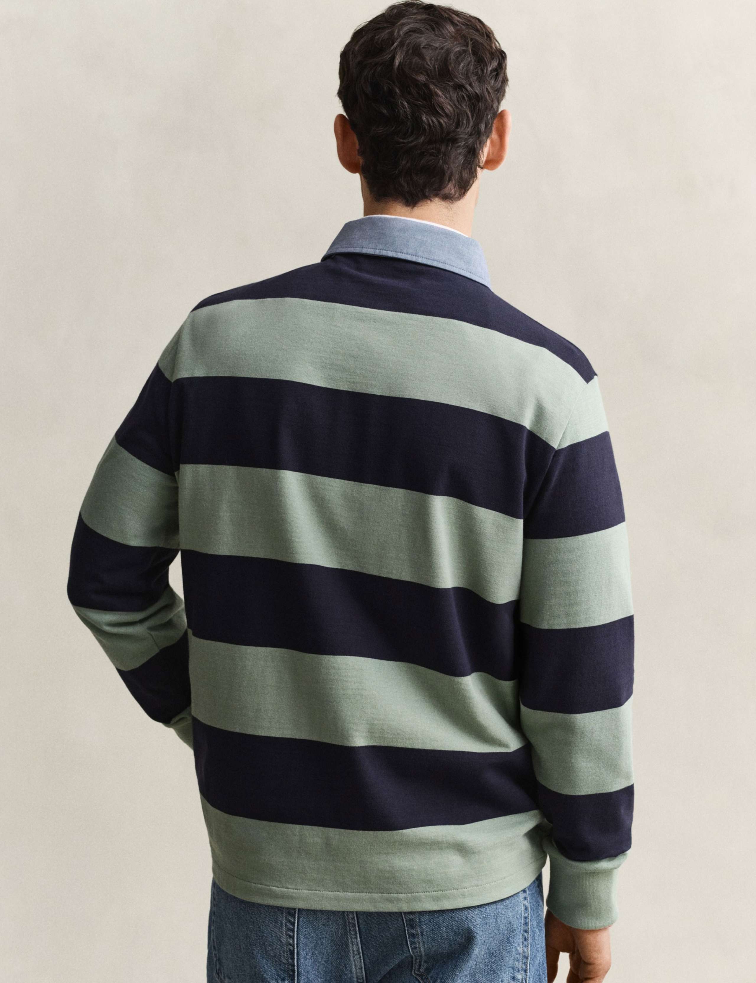 Pure Cotton Chambray Striped Rugby Shirt 4 of 4