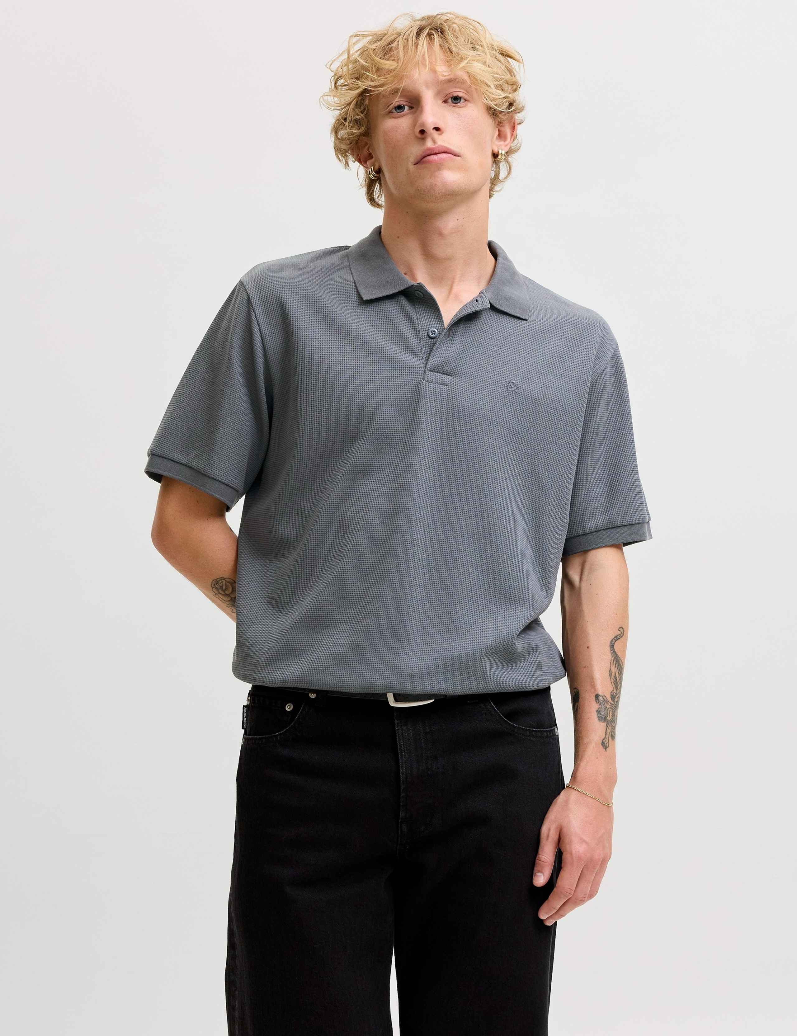 Cotton Blend Textured Polo Shirt 1 of 7