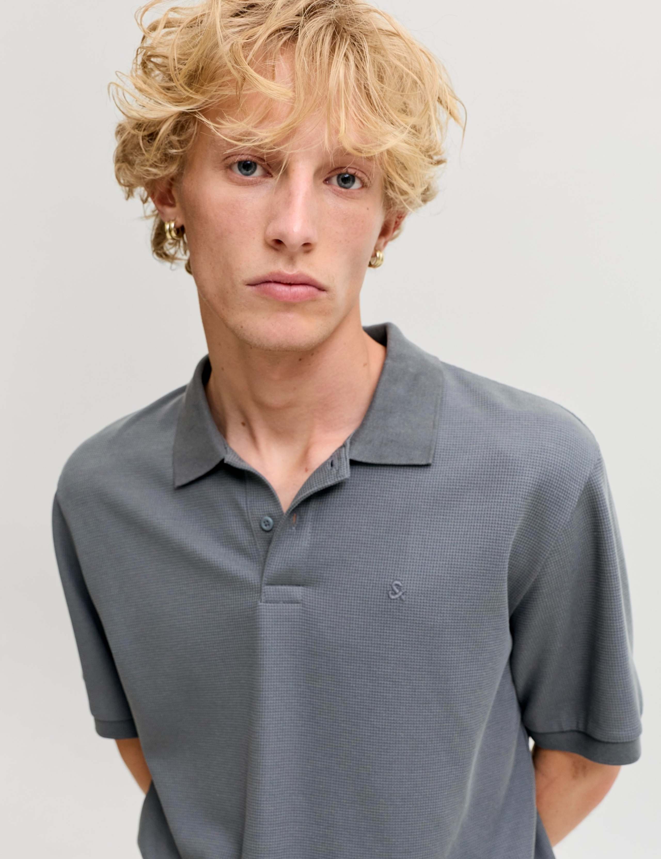 Cotton Blend Textured Polo Shirt 4 of 7