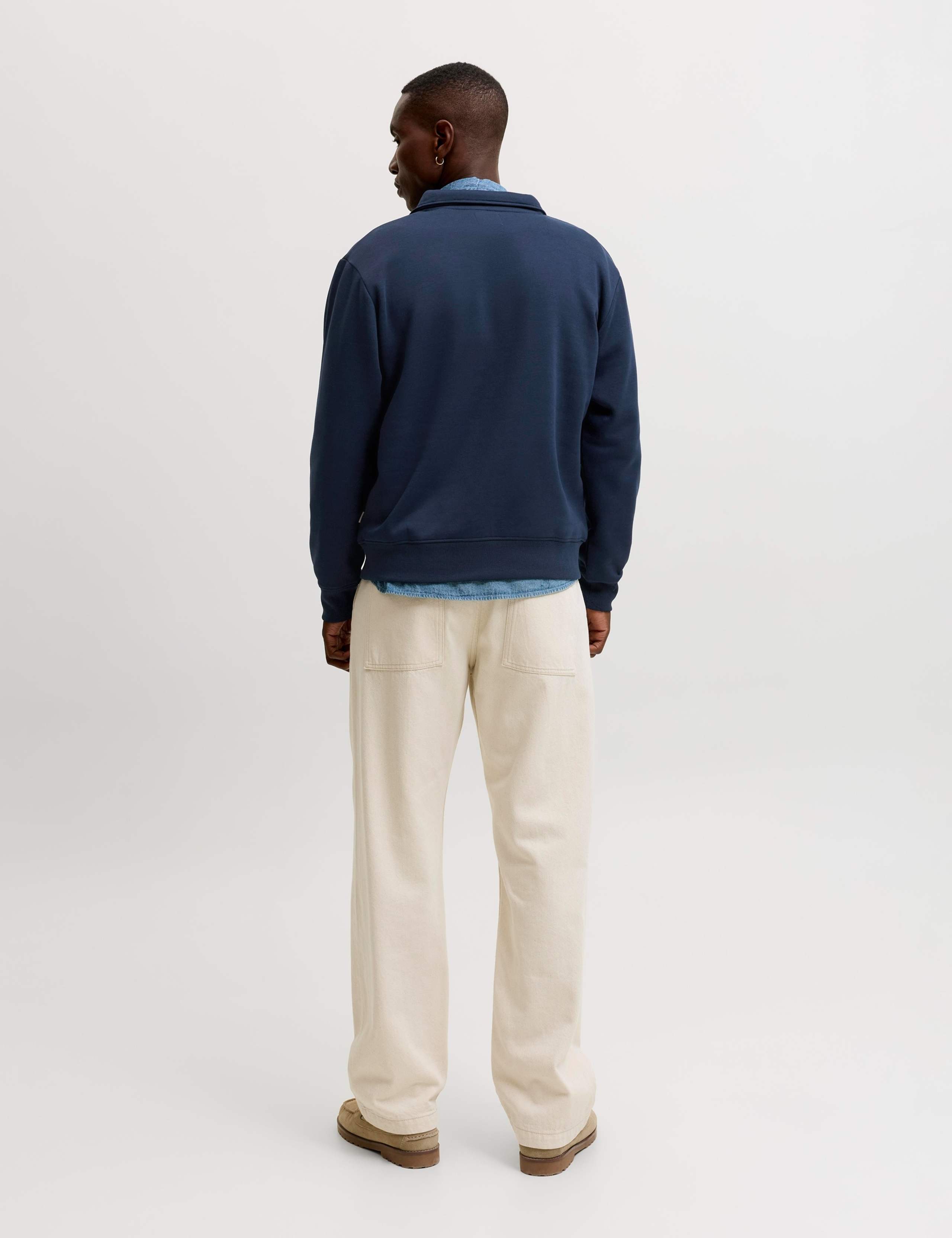 Cotton Blend Half Zip Long Sleeve Sweatshirt 3 of 7