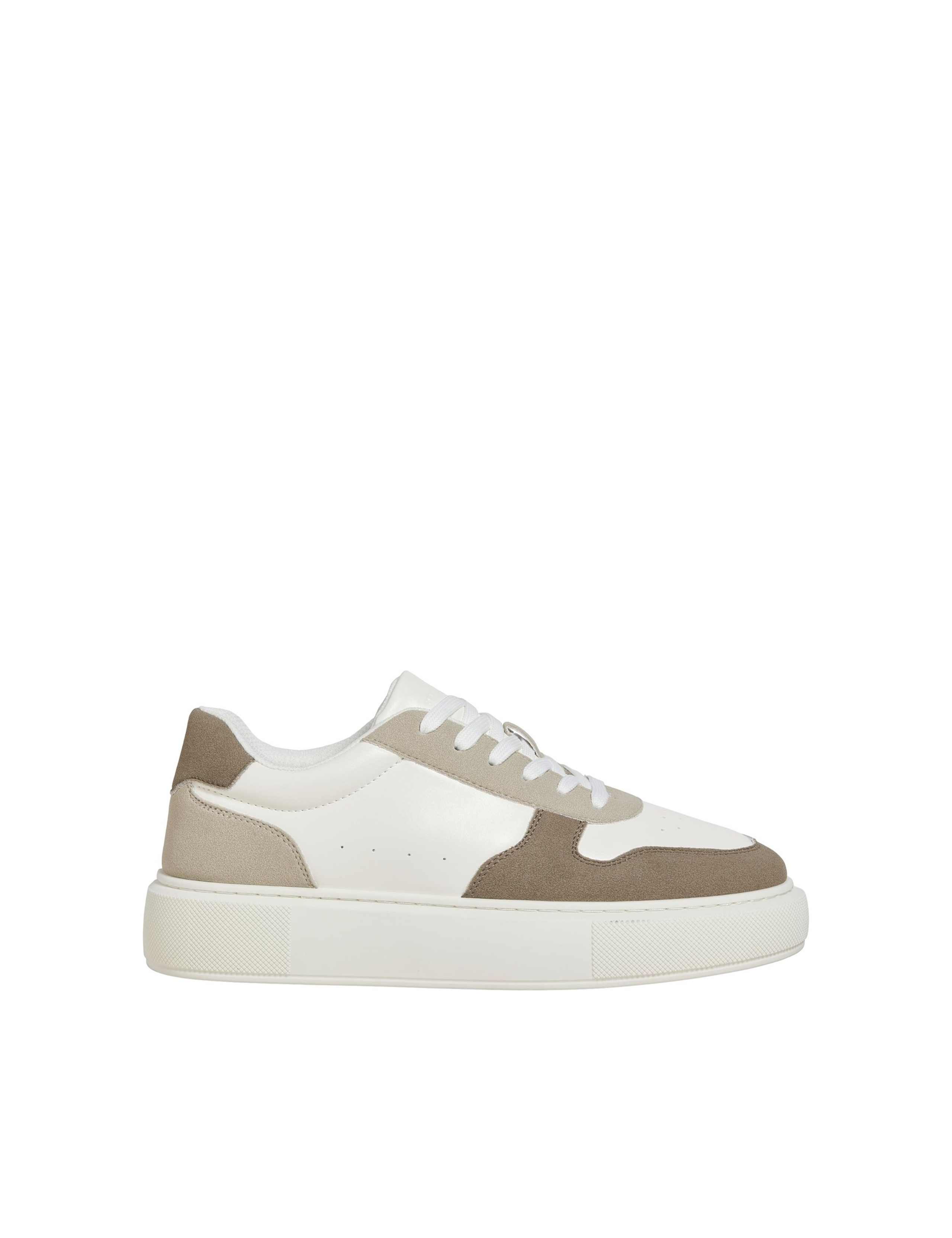 Mixed Texture Lace Up Cupsole Trainers 1 of 4