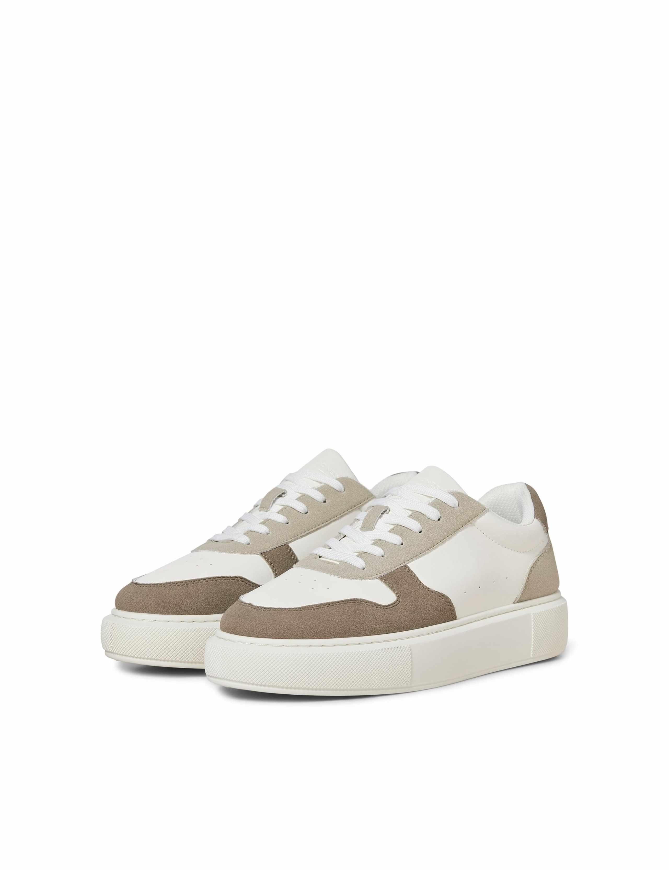 Mixed Texture Lace Up Cupsole Trainers 2 of 4