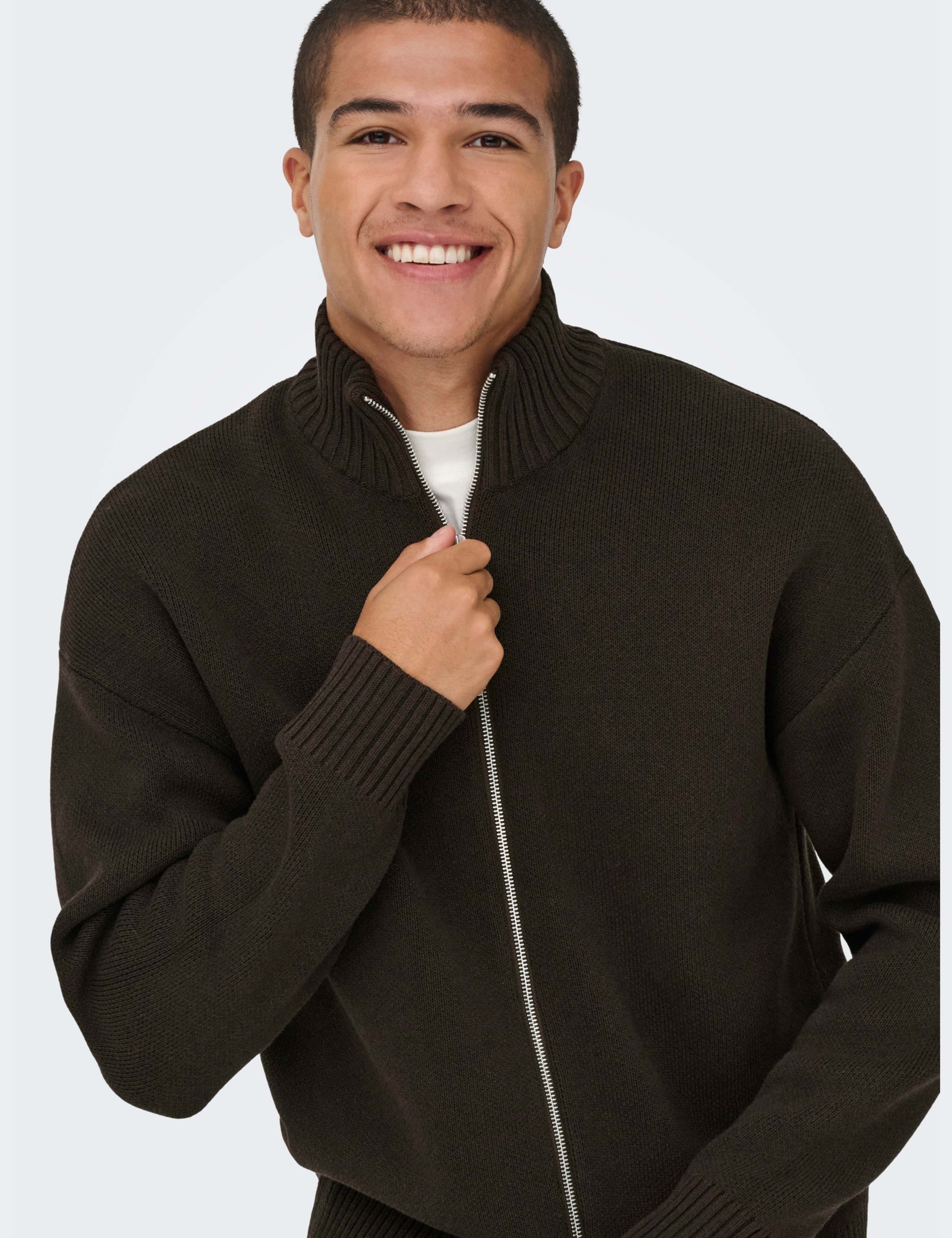 Cotton Rich Funnel Neck Zip Up Cardigan 5 of 6