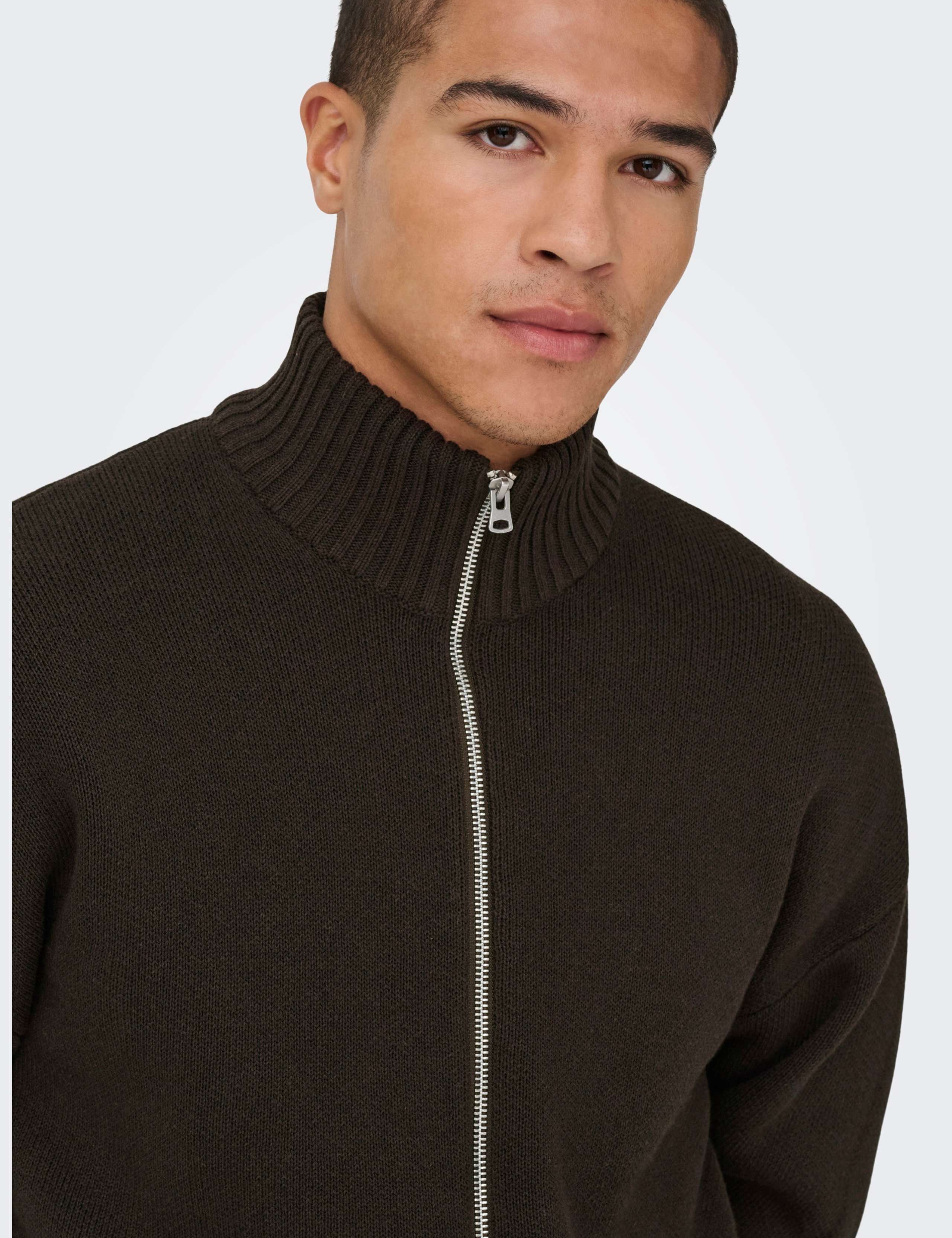 Cotton Rich Funnel Neck Zip Up Cardigan 6 of 6