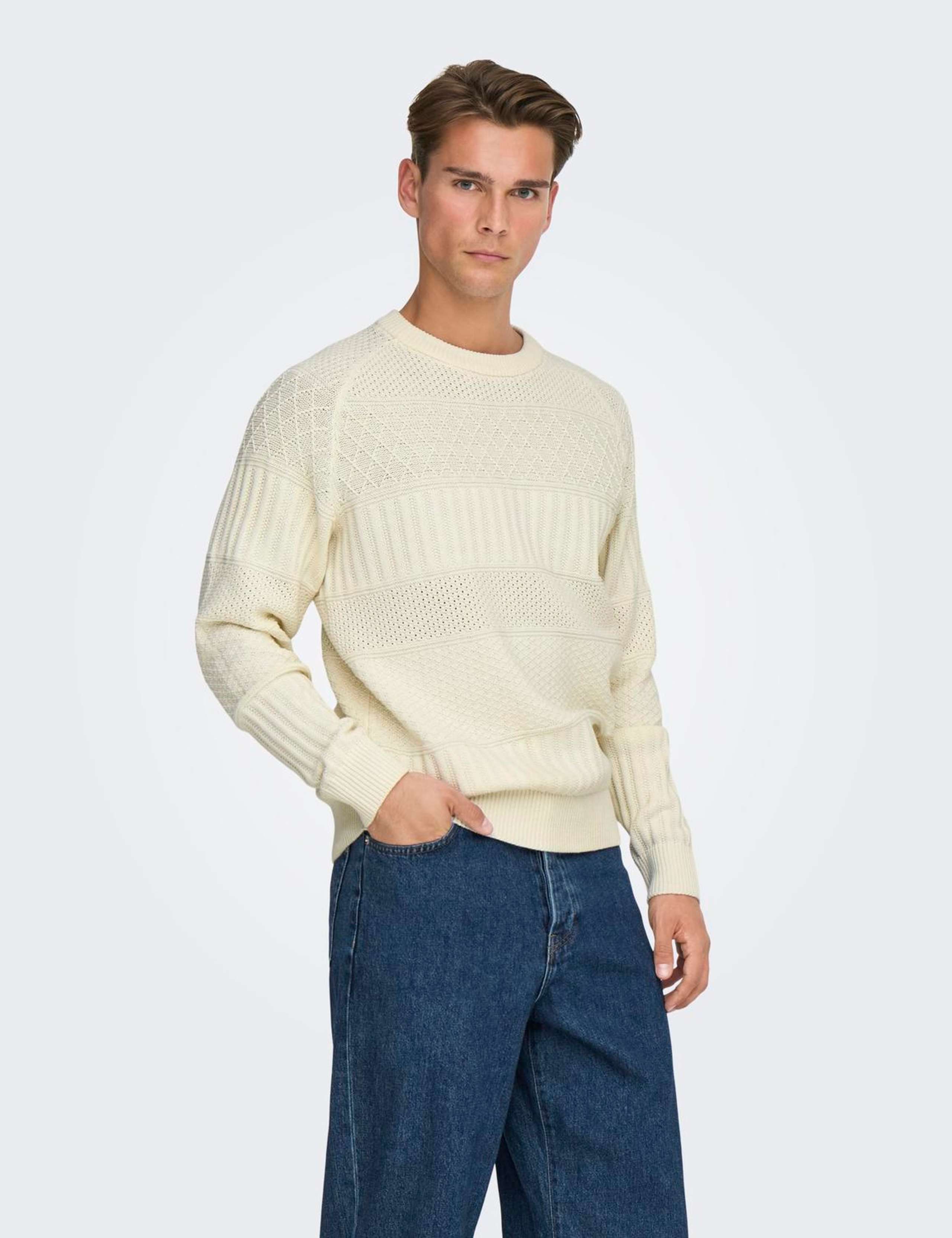 Cotton Rich Textured Crew Neck Jumper 4 of 6