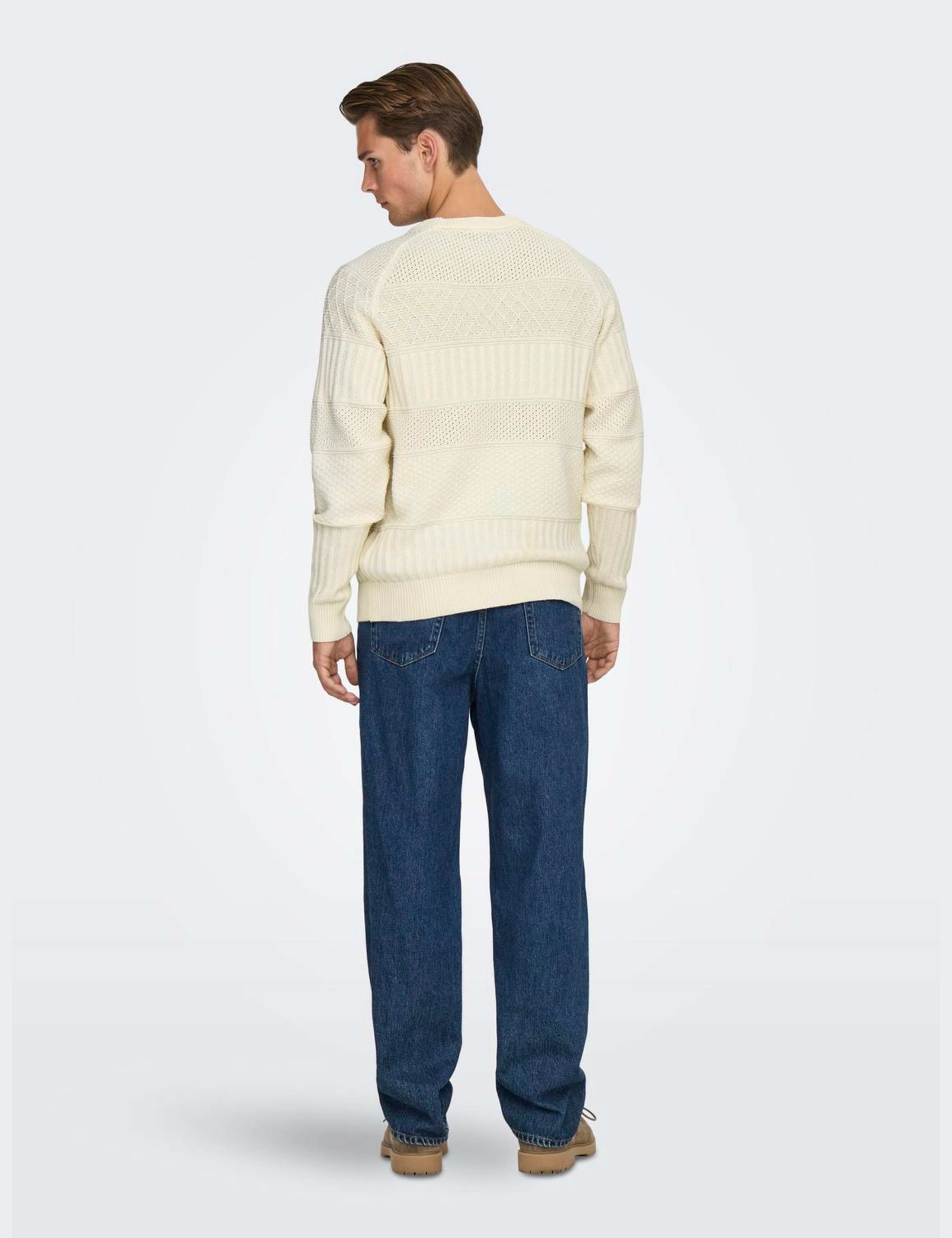 Cotton Rich Textured Crew Neck Jumper 5 of 6