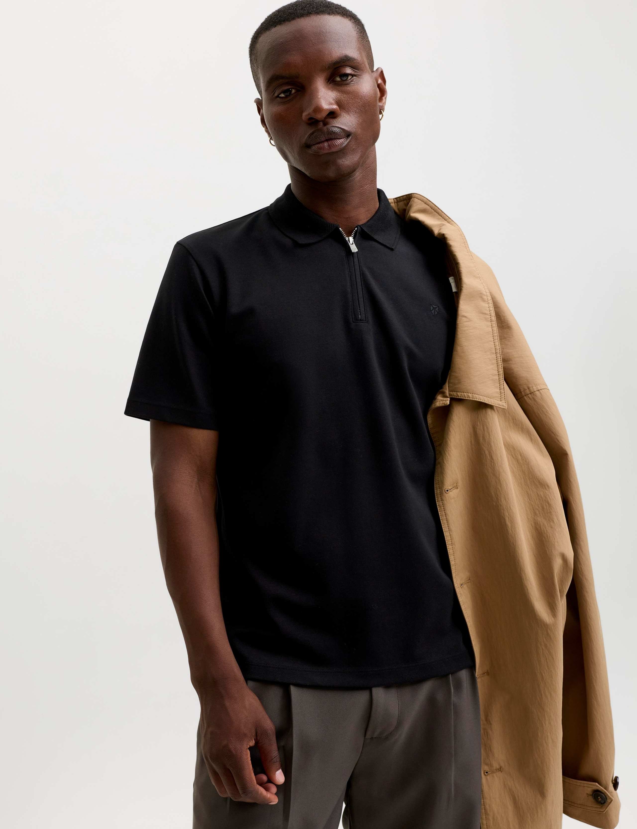 Cotton Blend Half Zip Polo Shirt 2 of 6