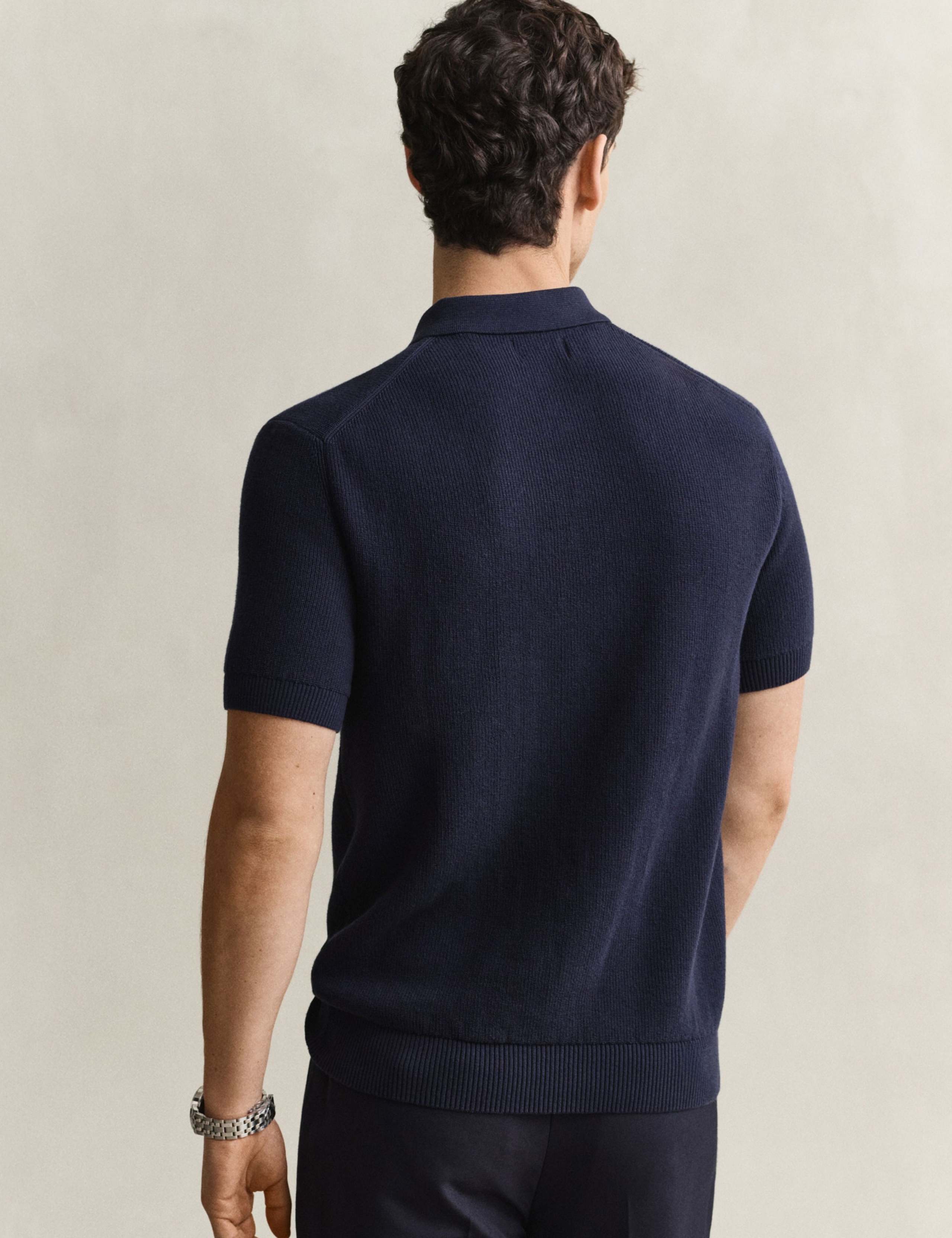 Pure Cotton Ribbed Knitted Polo Shirt 4 of 4