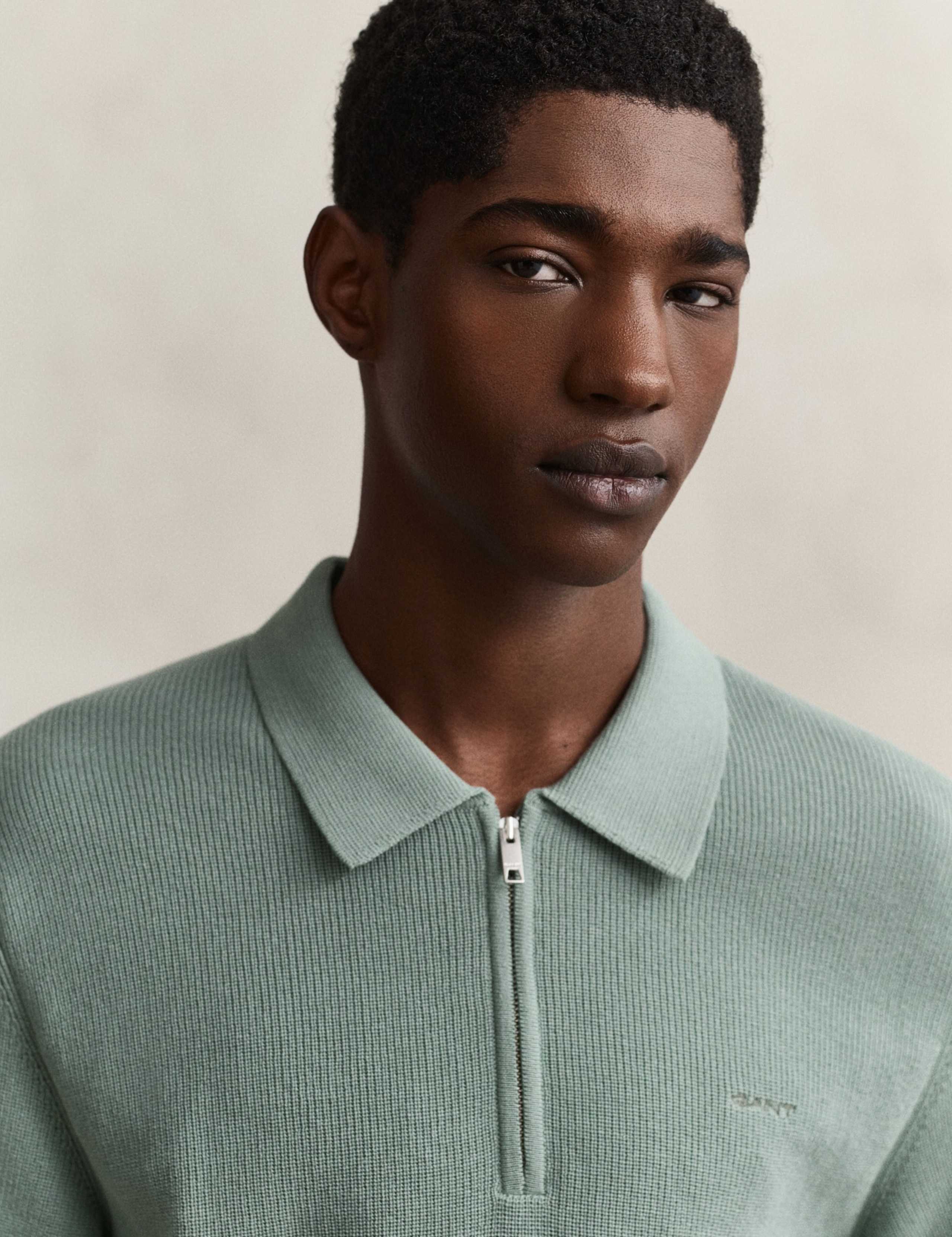 Pure Cotton Ribbed Knitted Polo Shirt 3 of 5