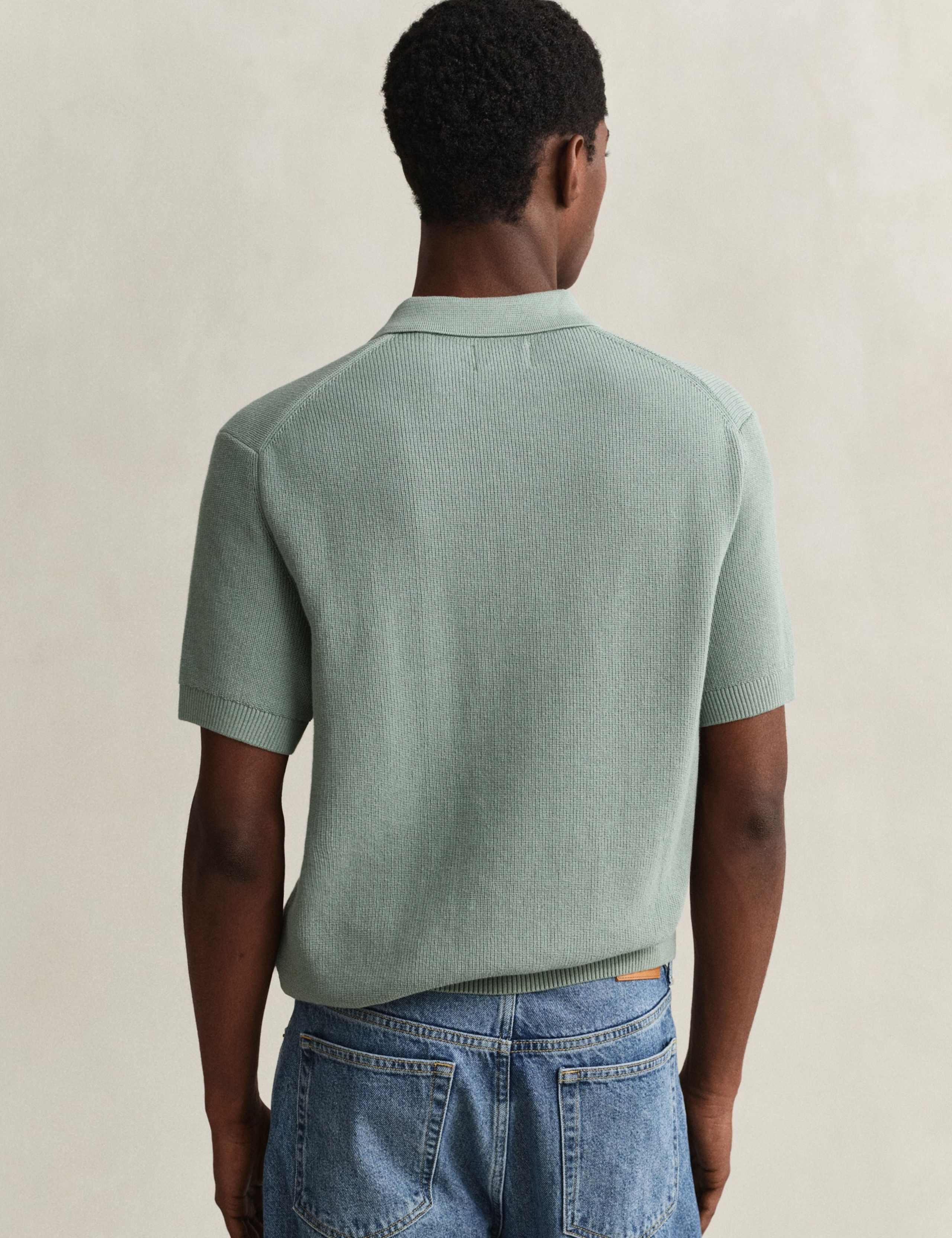 Pure Cotton Ribbed Knitted Polo Shirt 5 of 5