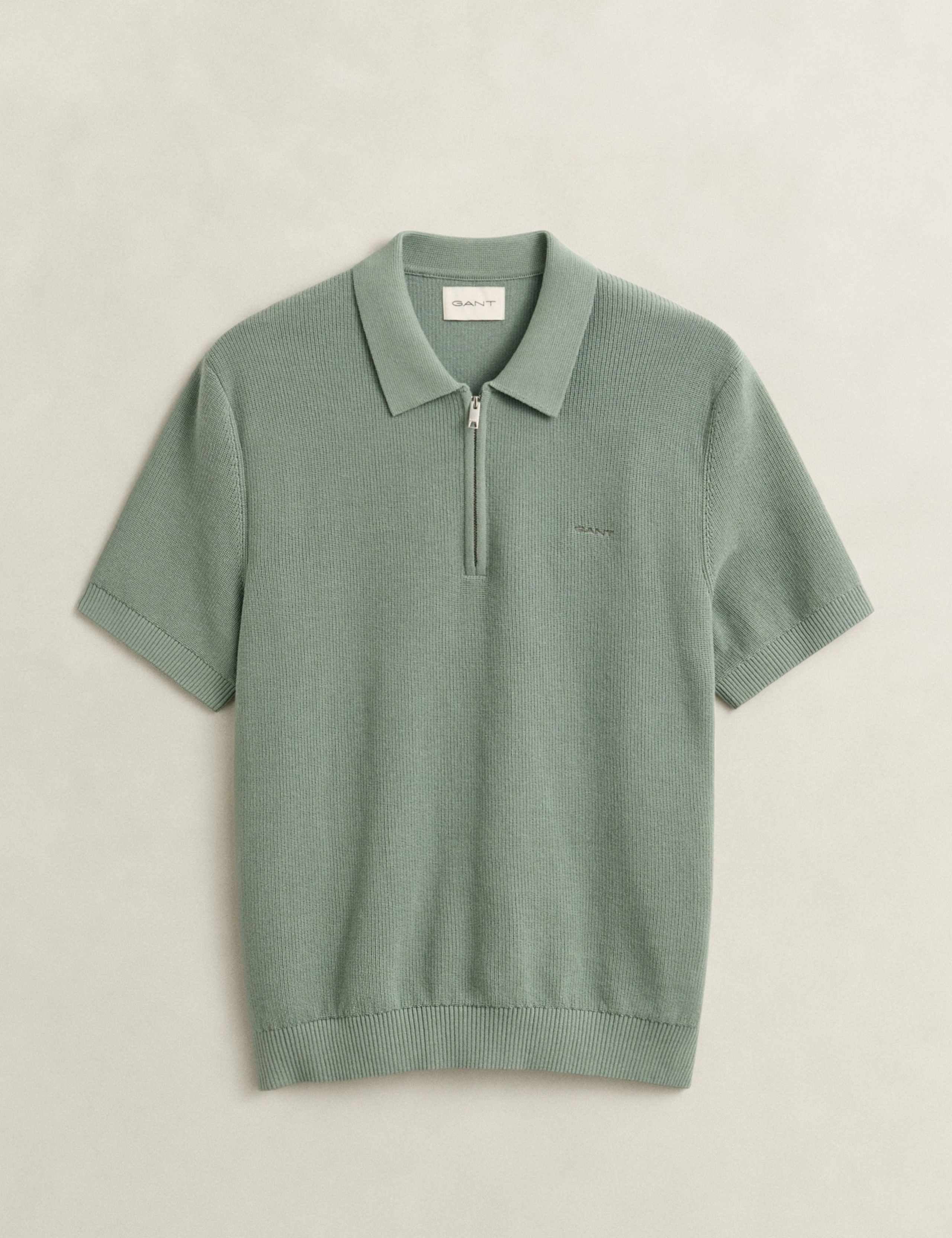 Pure Cotton Ribbed Knitted Polo Shirt 2 of 5