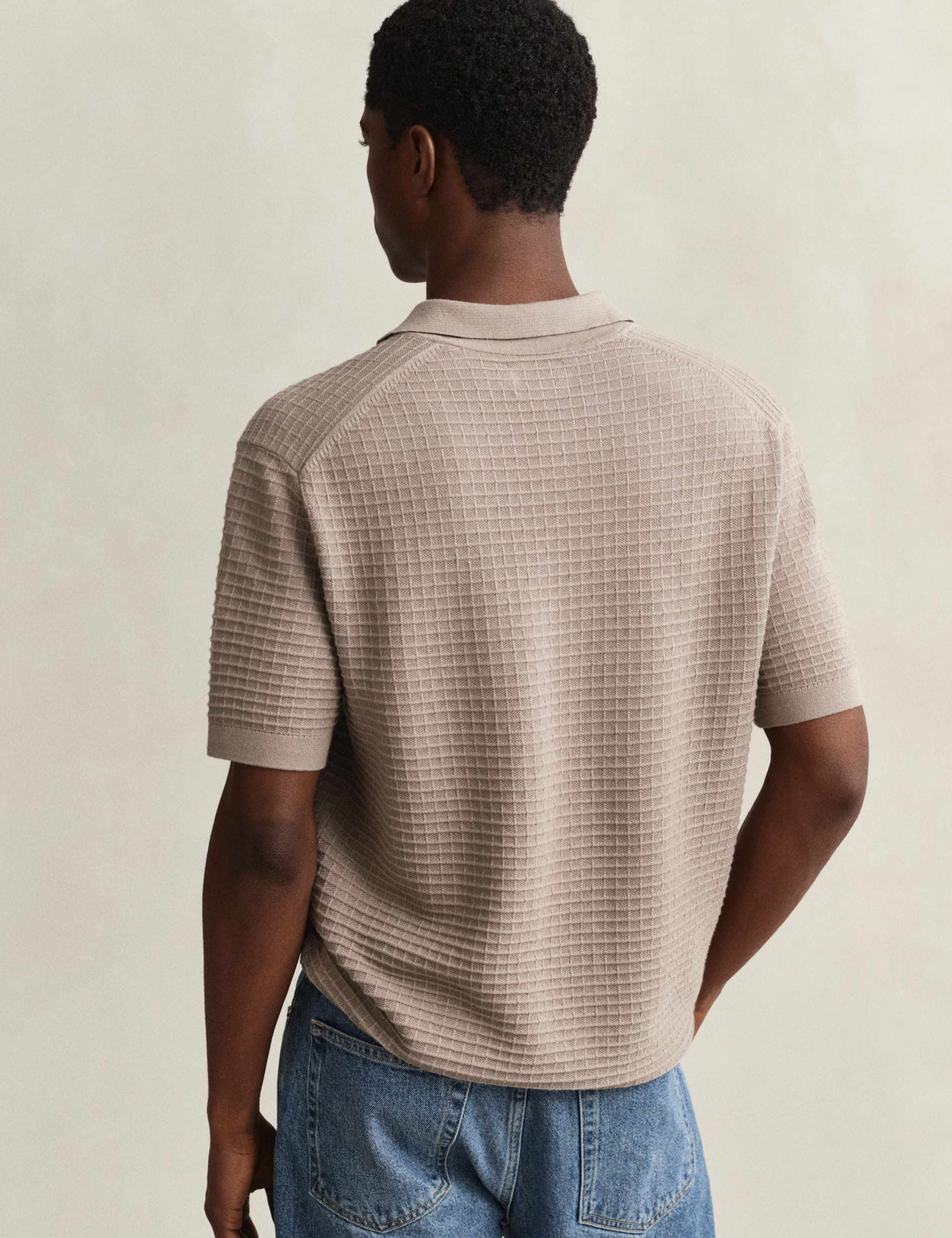 Pure Cotton Textured Polo Shirt 4 of 5