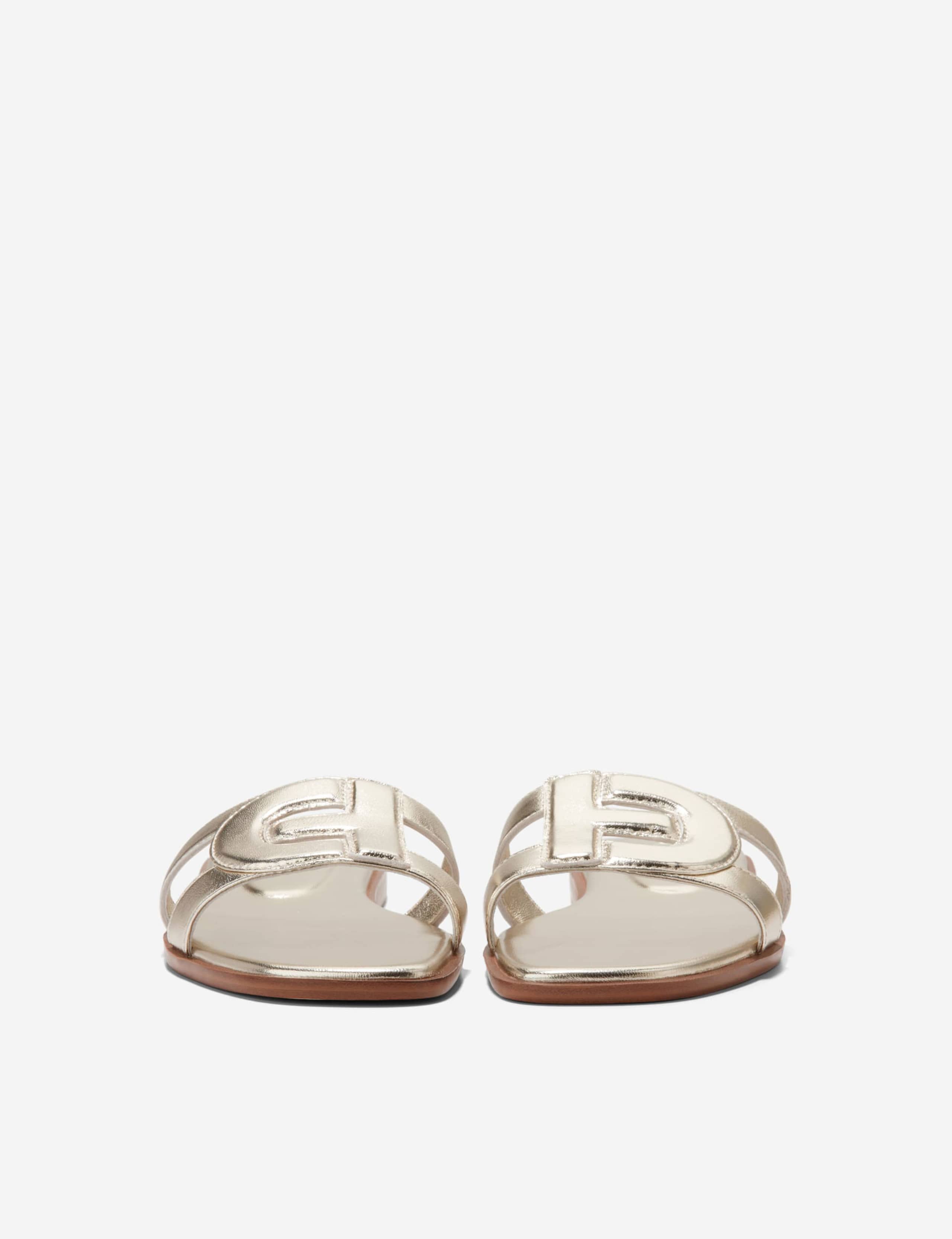 Chrisee Metallic Leather Flat Sliders 4 of 6