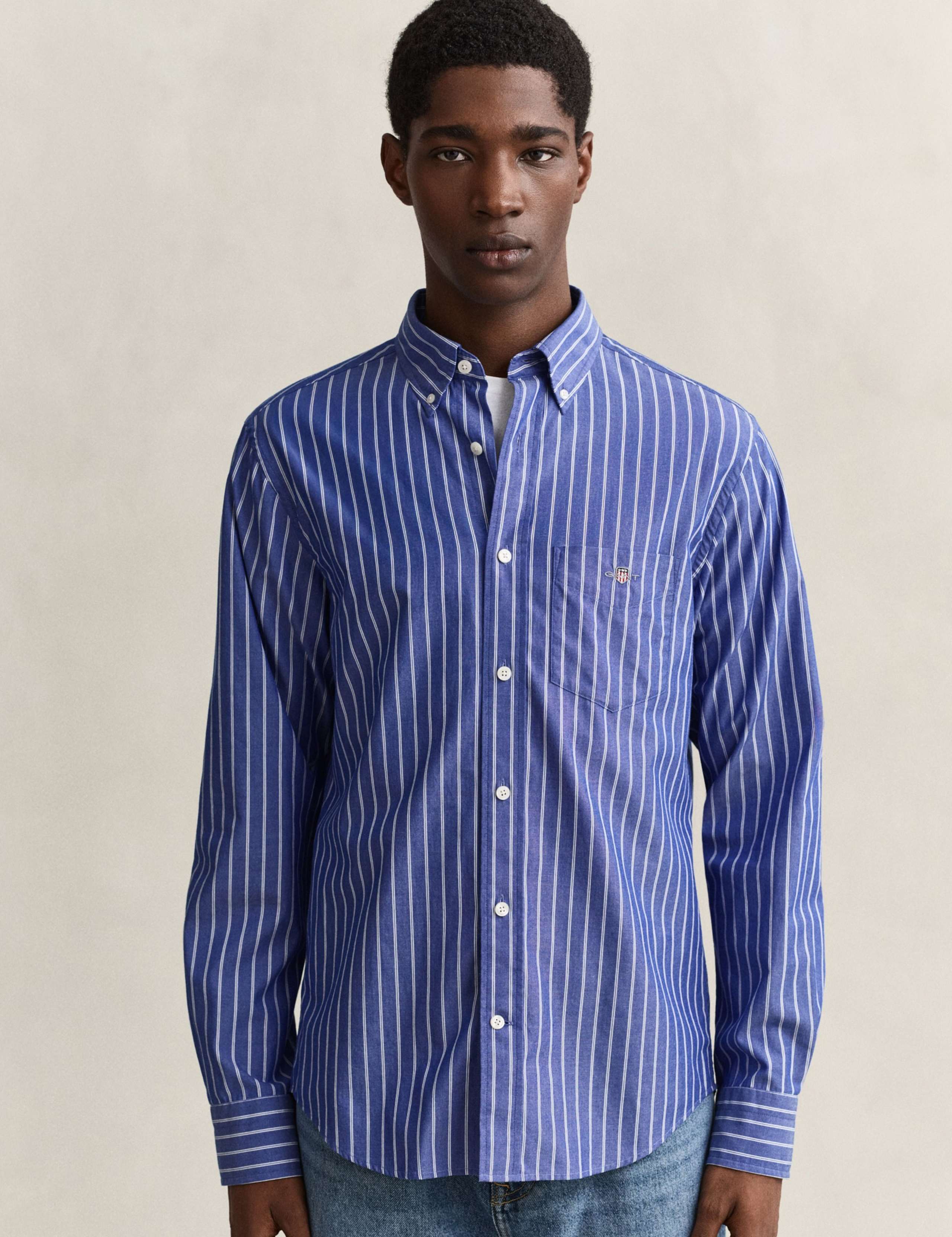 Pure Cotton Poplin Striped Oxford Shirt 3 of 6