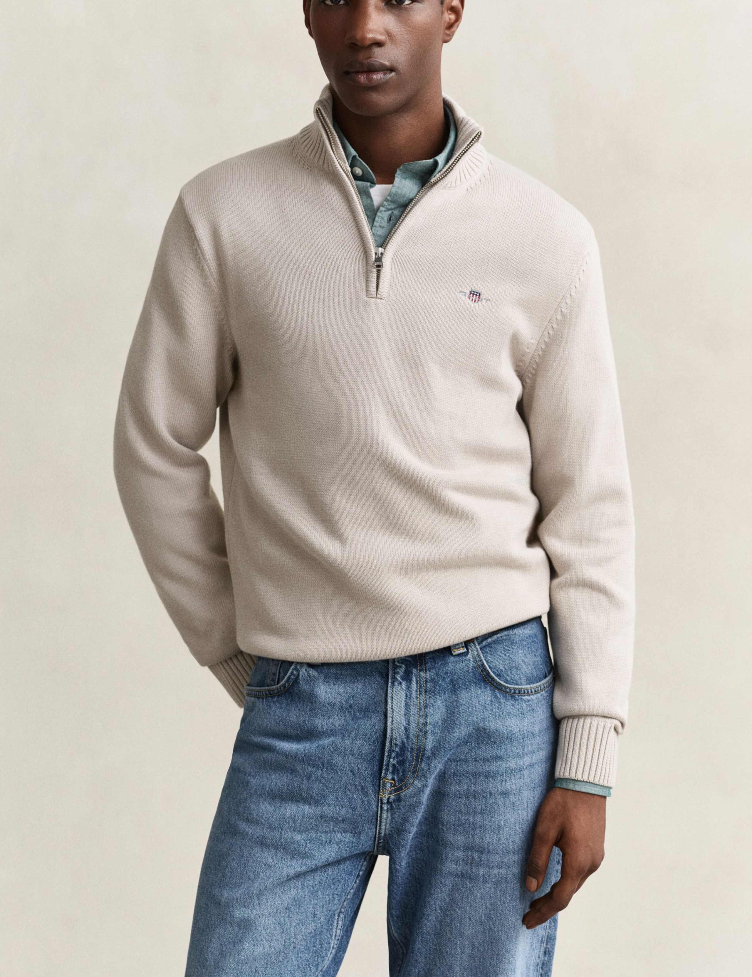 Pure Cotton Casual Half Zip Jumper 5 of 5
