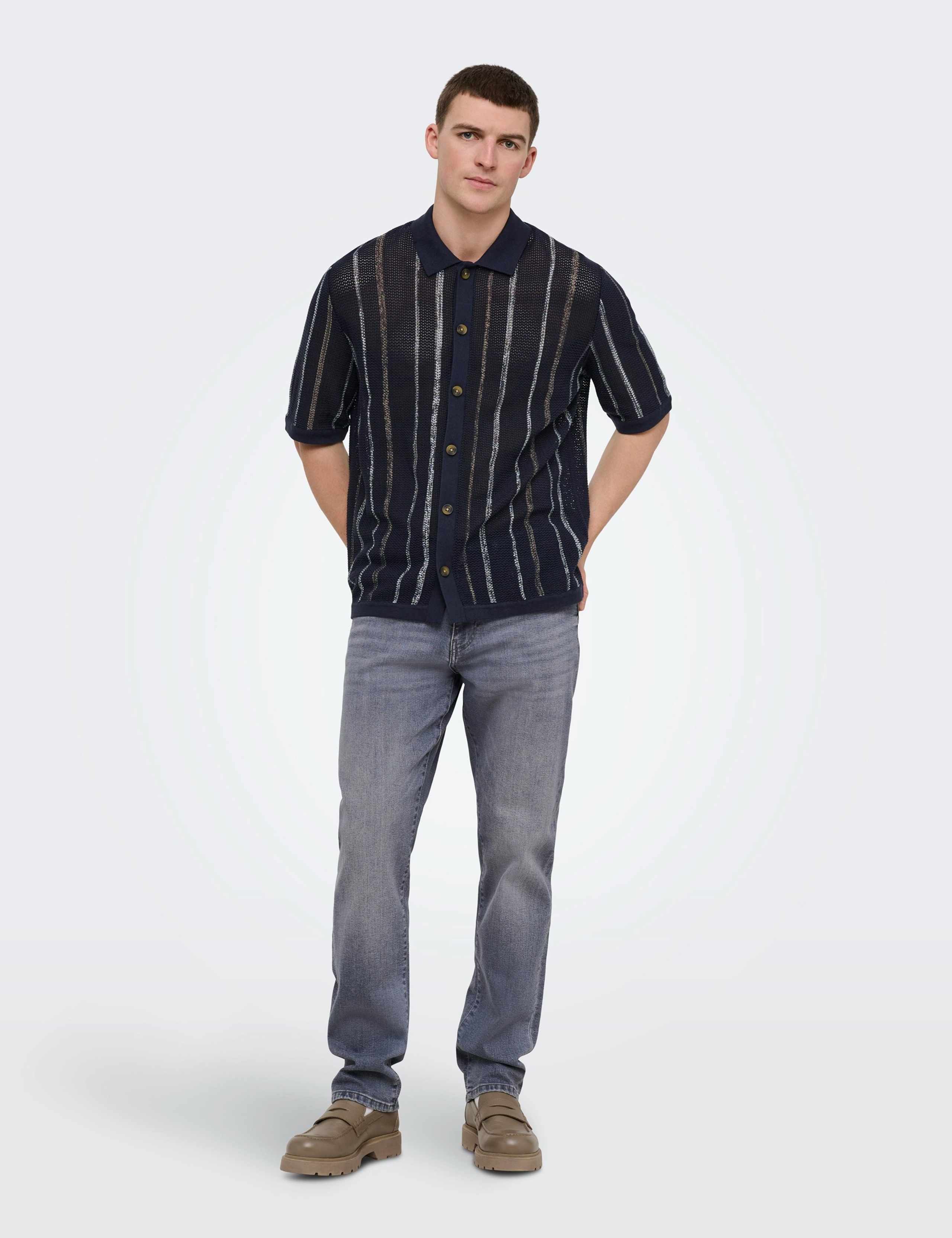 Pure Cotton Striped Knitted Shirt 2 of 5