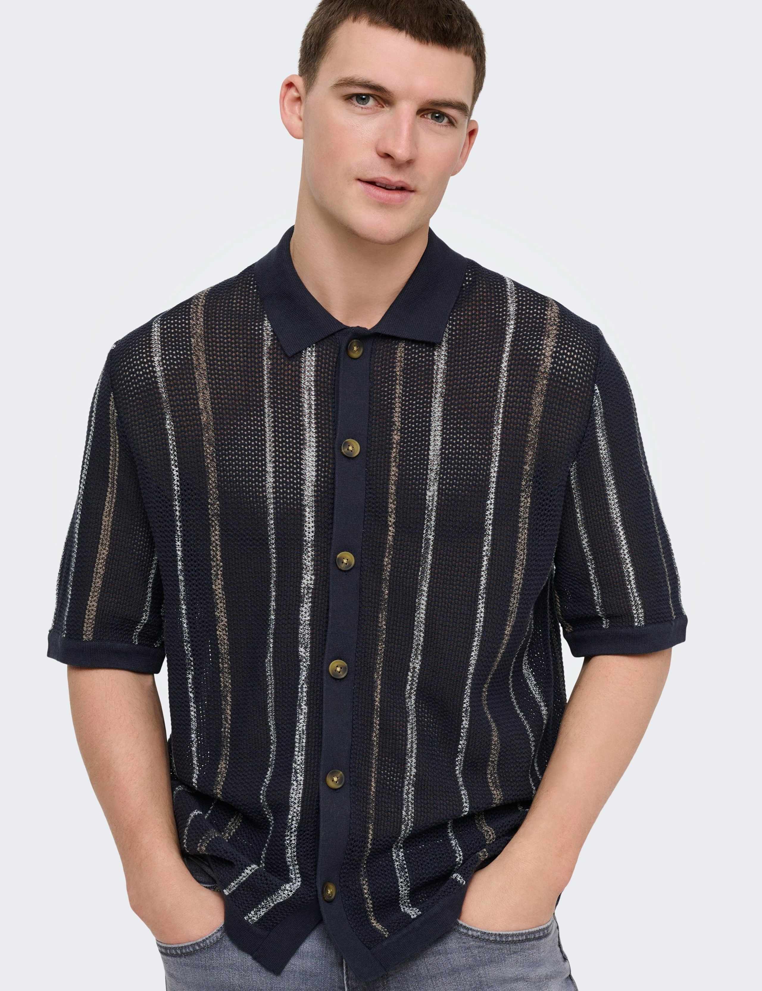 Pure Cotton Striped Knitted Shirt 3 of 5