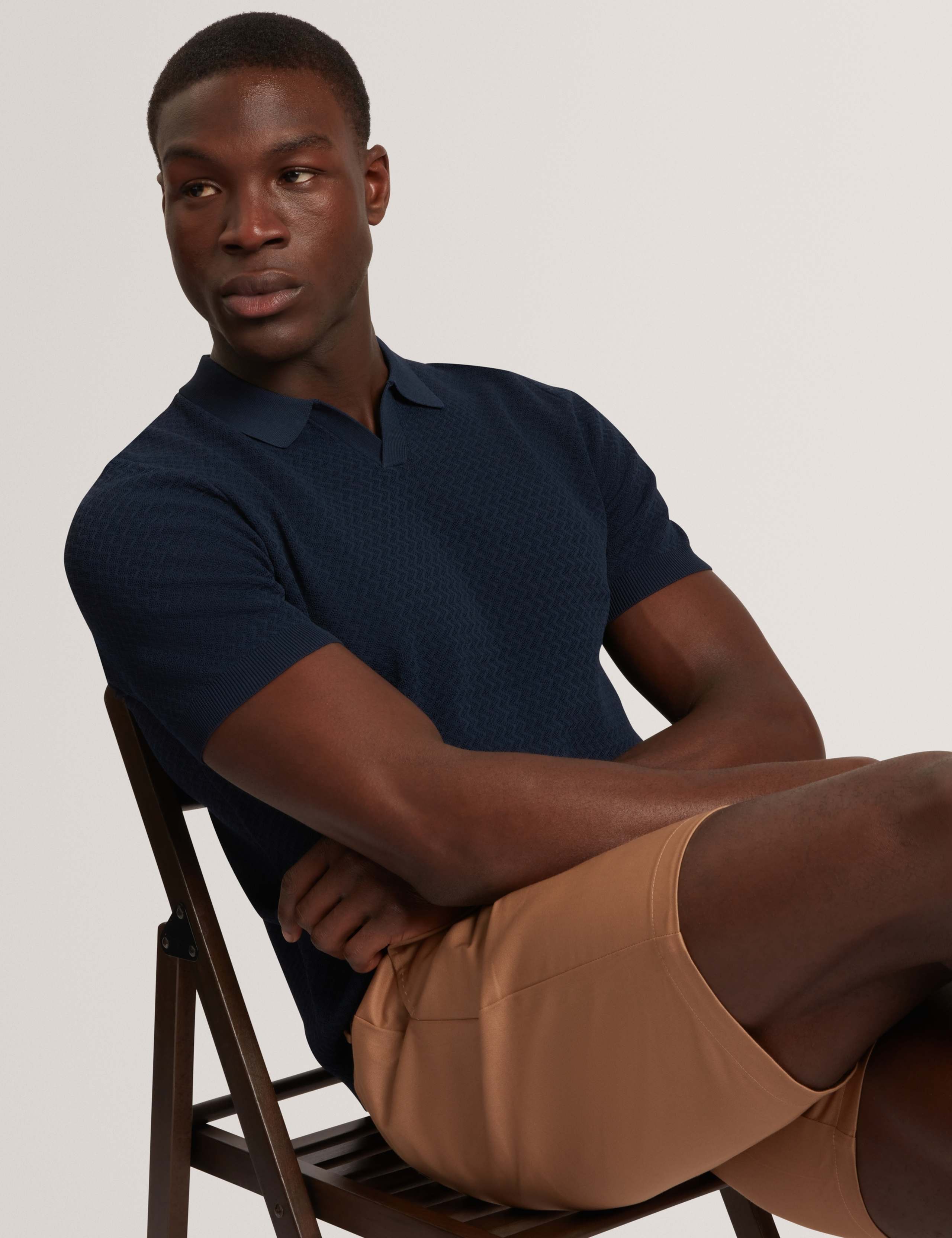 Zig Zag Stitch Knitted Polo Shirt 2 of 6