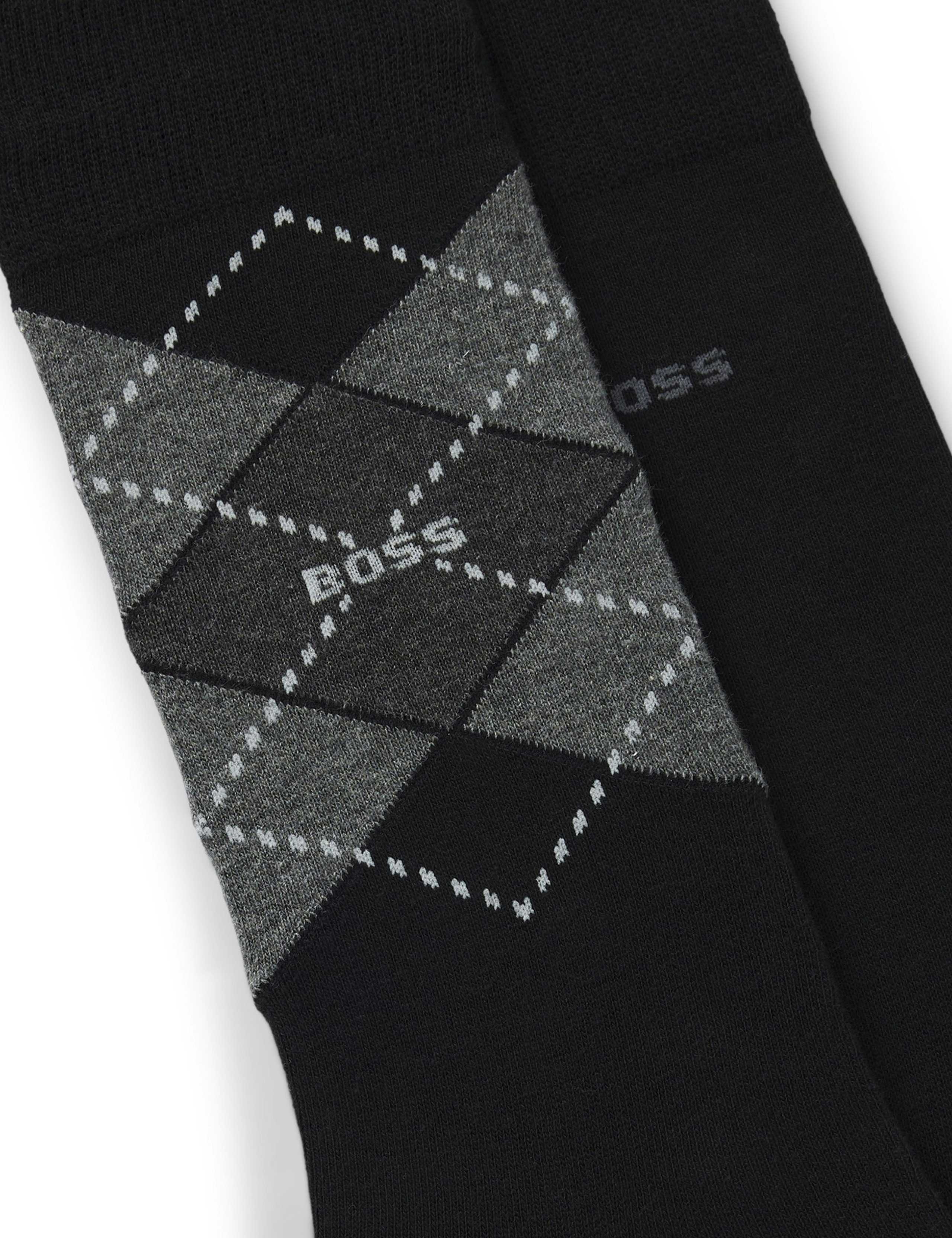 2 Pack Cotton Rich Argyle Gentle Grip Socks 3 of 3