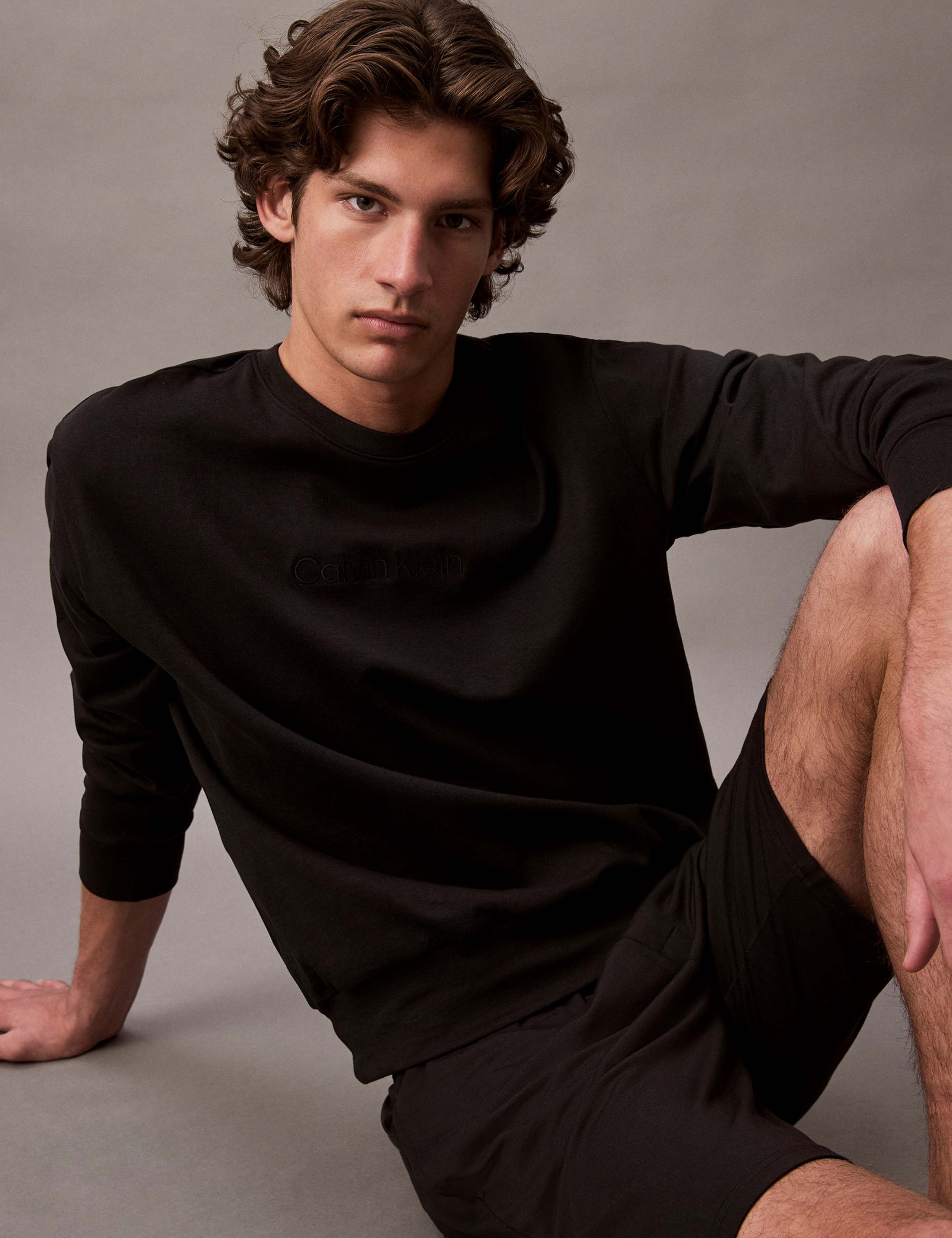 Cotton Rich Loungewear crew neck sweat with embroidered logo 1 of 7