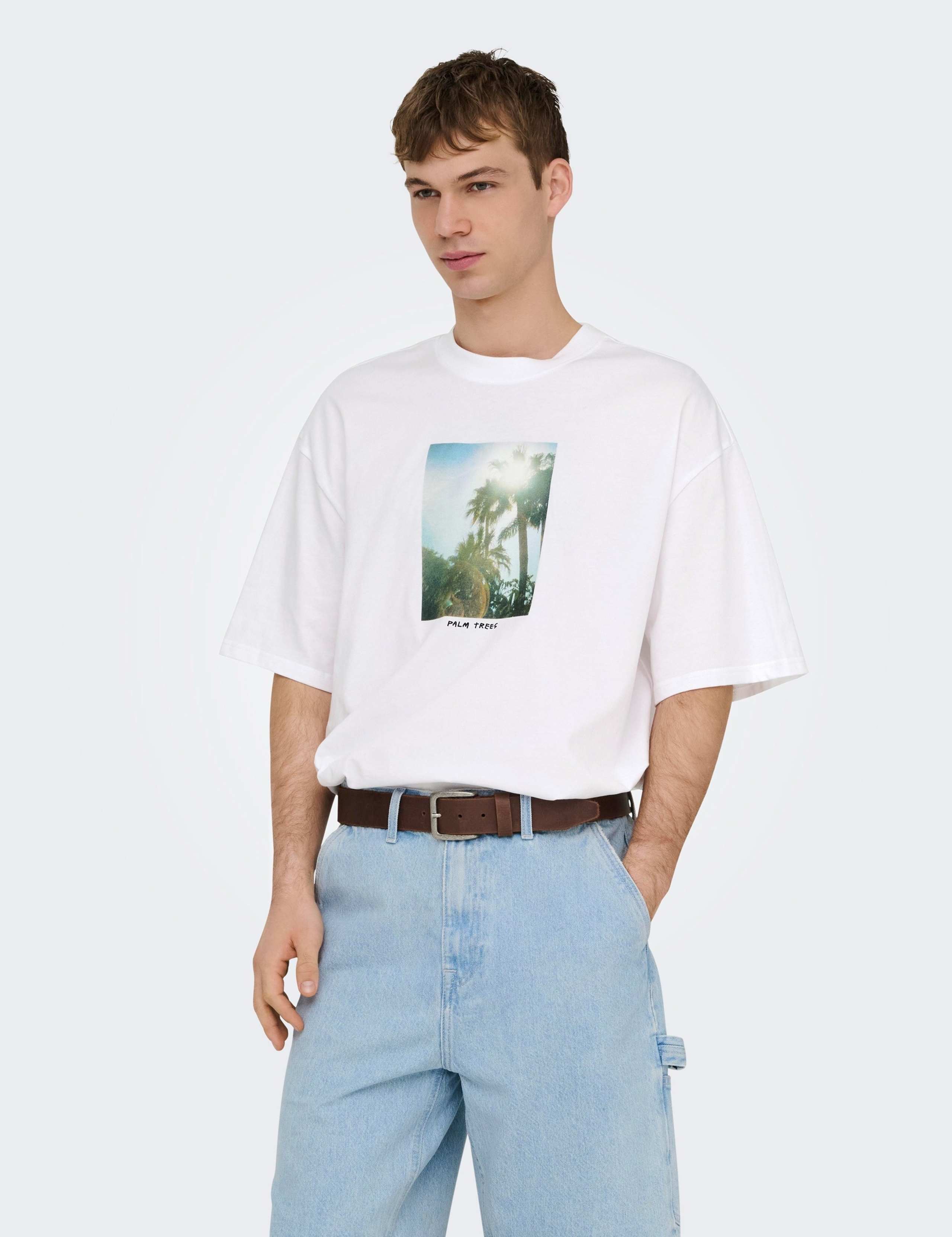 Oversized Pure Cotton Crew Neck T-Shirt 1 of 6