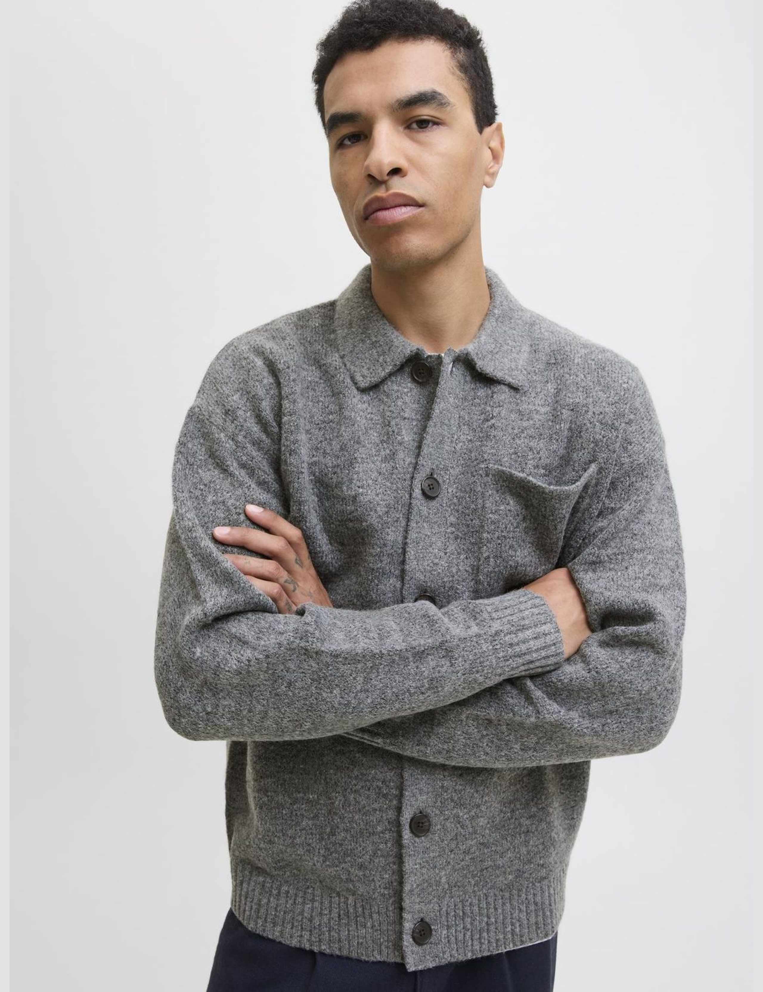 Collared Neck Cardigan with Wool 4 of 5