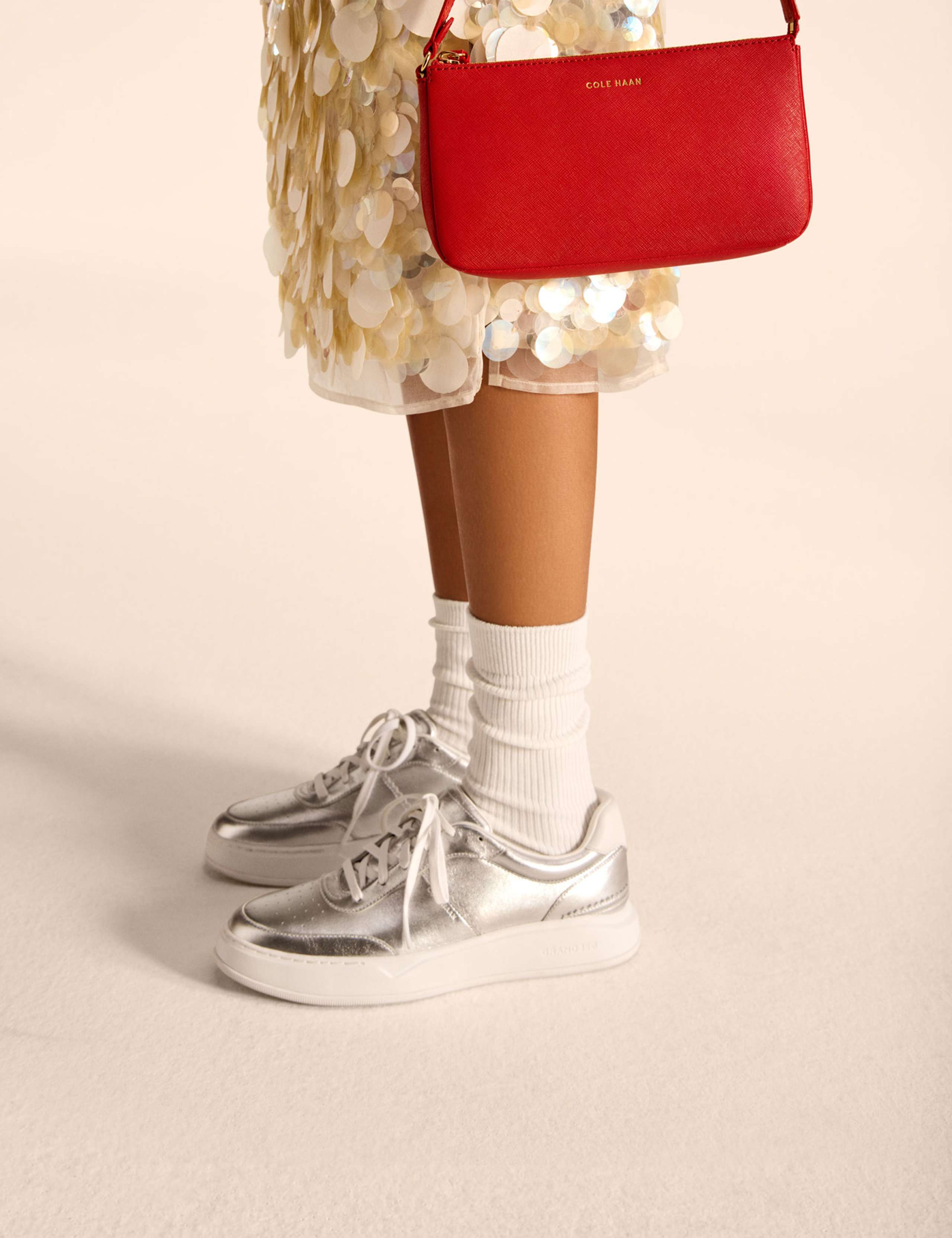 Grandpro Carissa Leather Metallic Trainers 6 of 6