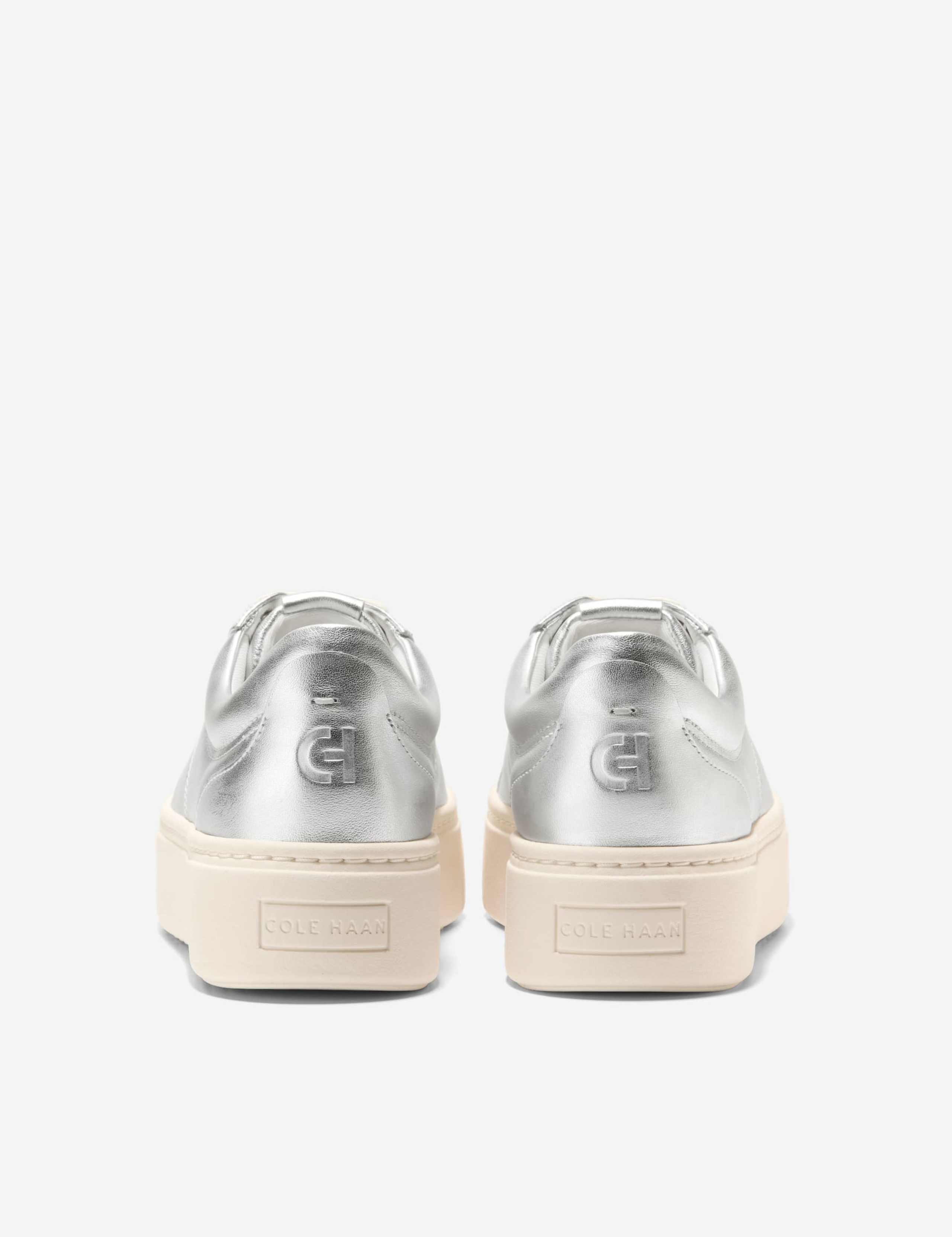 Leather Lace Up Metallic Platform Trainers 3 of 6