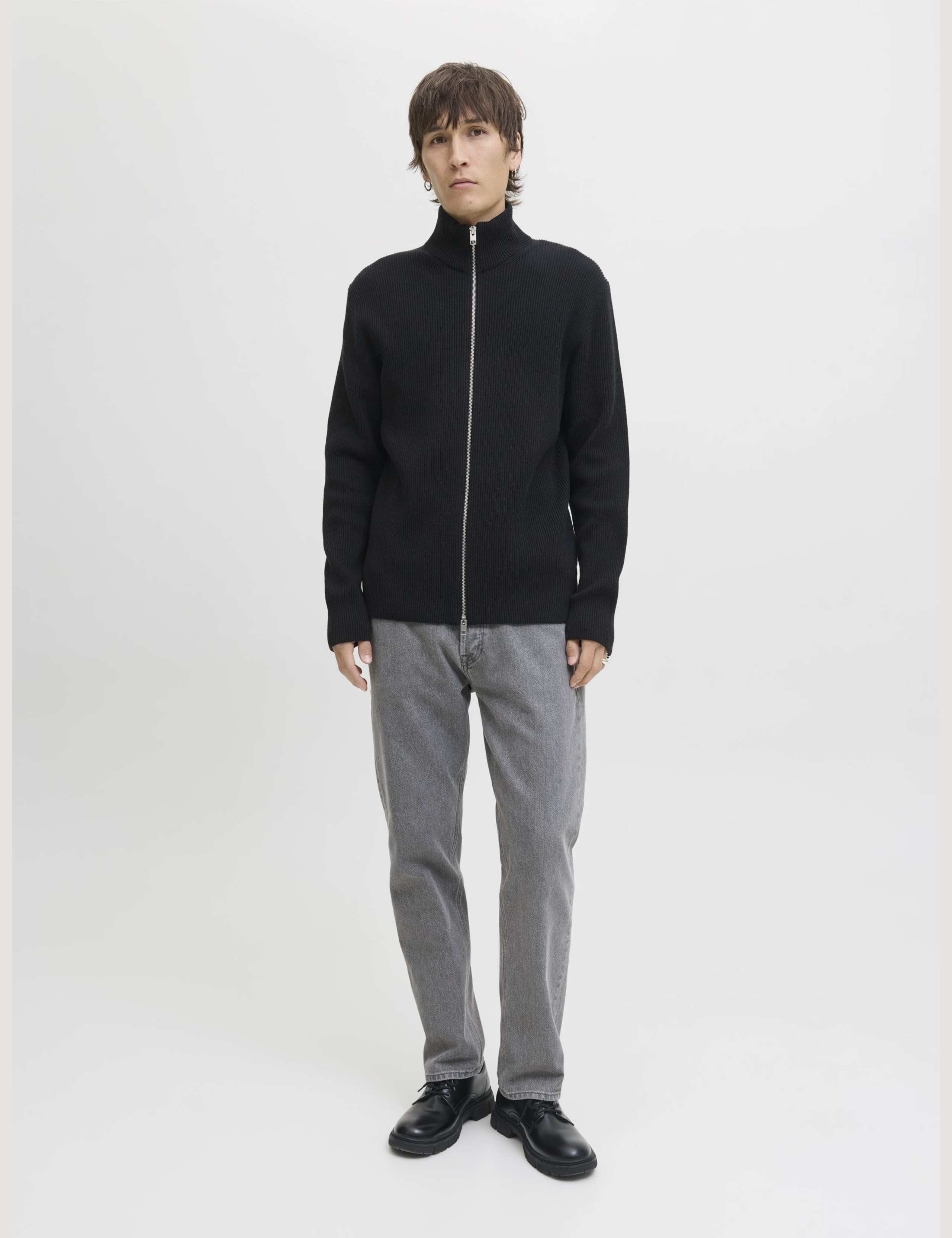 Cotton Blend Ribbed Zip Up Cardigan 4 of 5