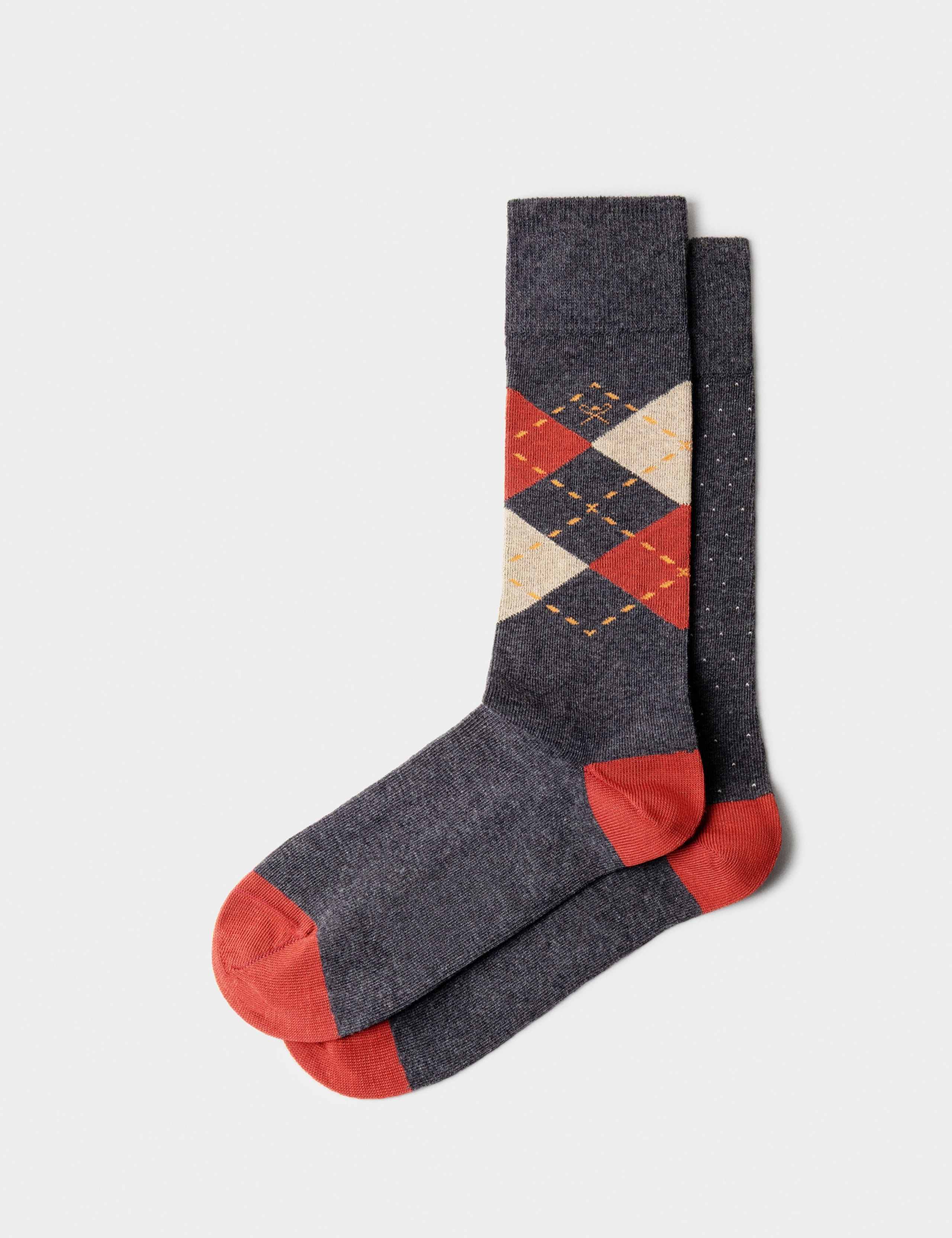 2 Pack Argyle & Polka Dot Cotton Rich Socks 1 of 4