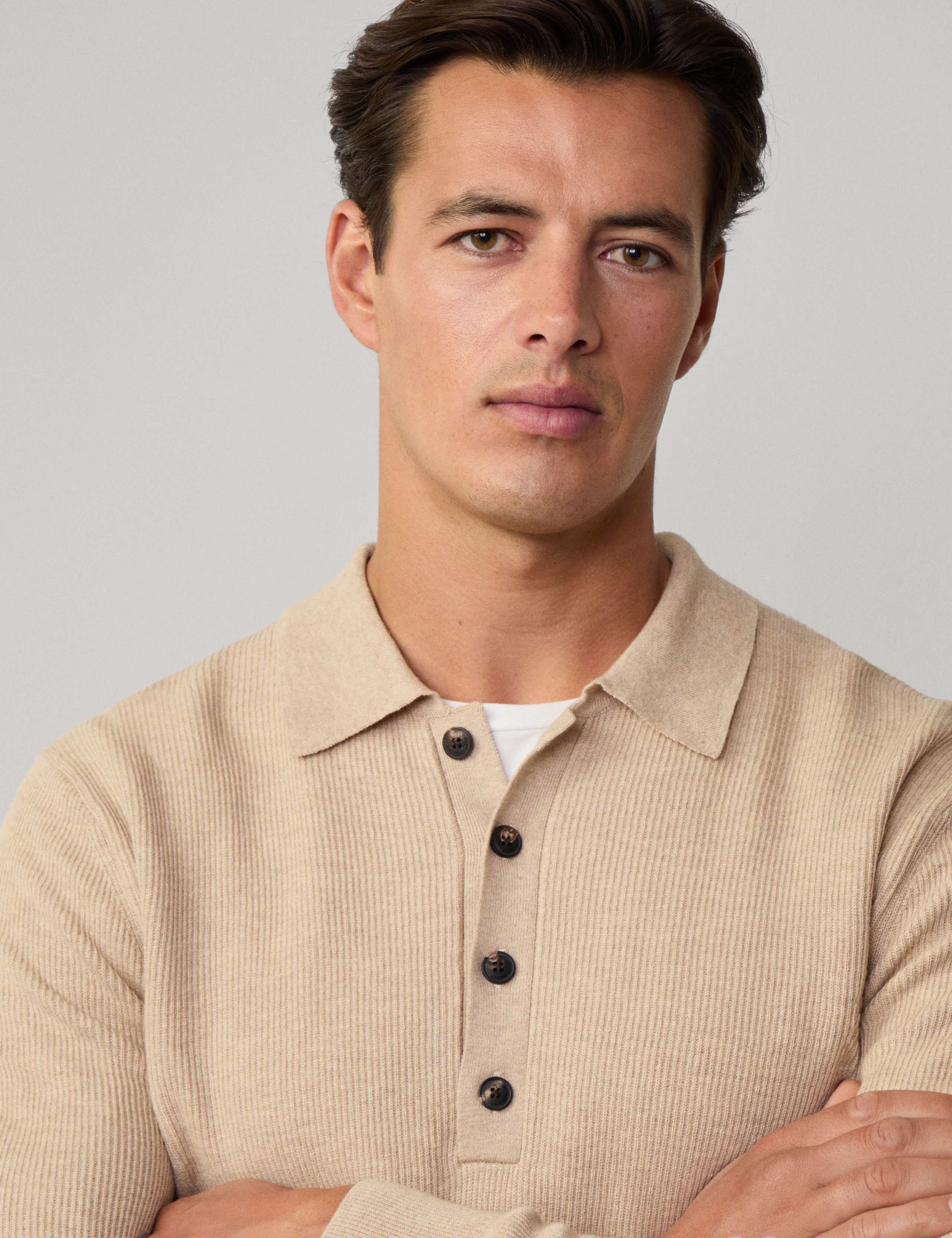 Wool Rich Ribbed Knitted Polo Shirt 5 of 7