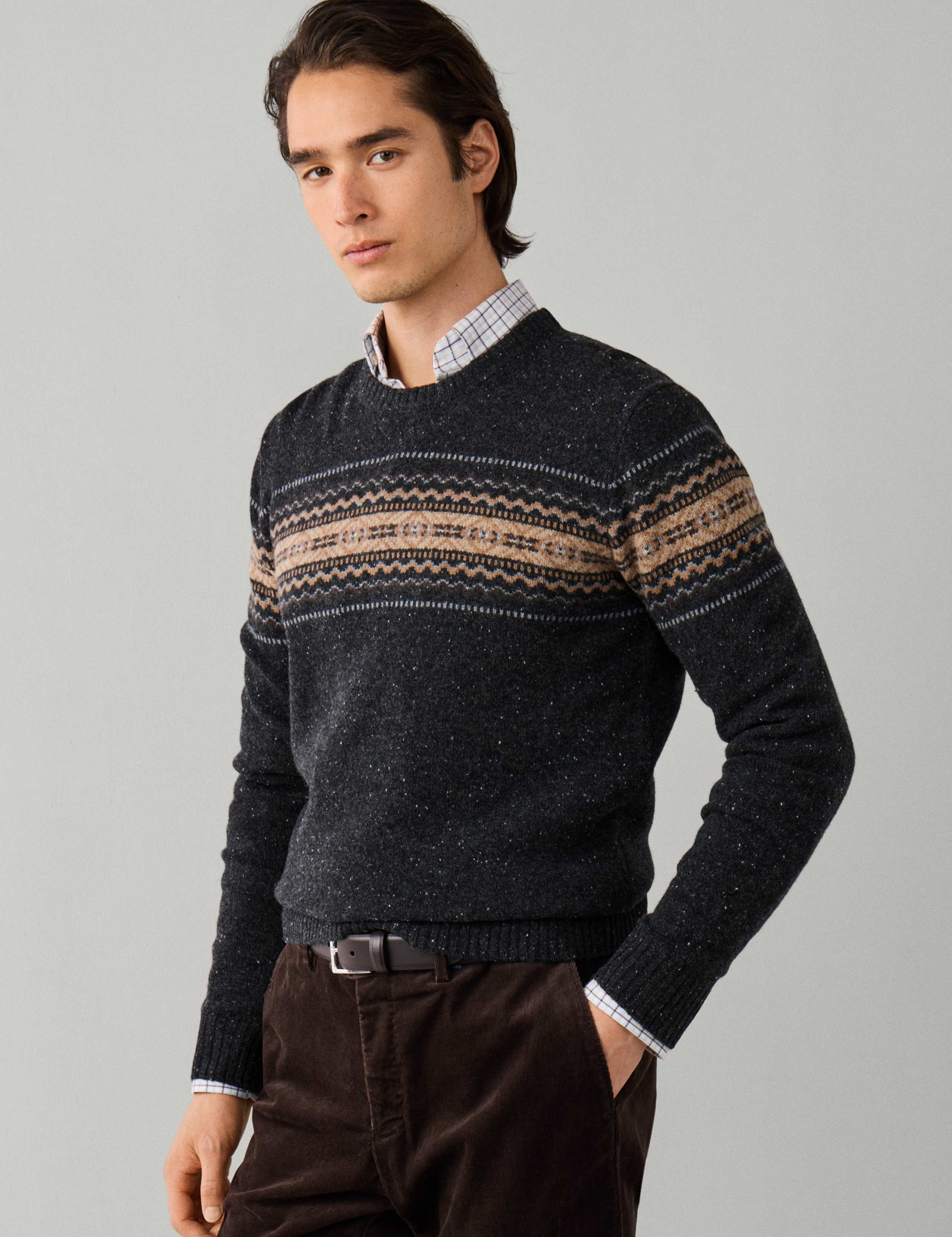 Pure Merino Wool Fair Isle Crew Neck Jumper 5 of 7