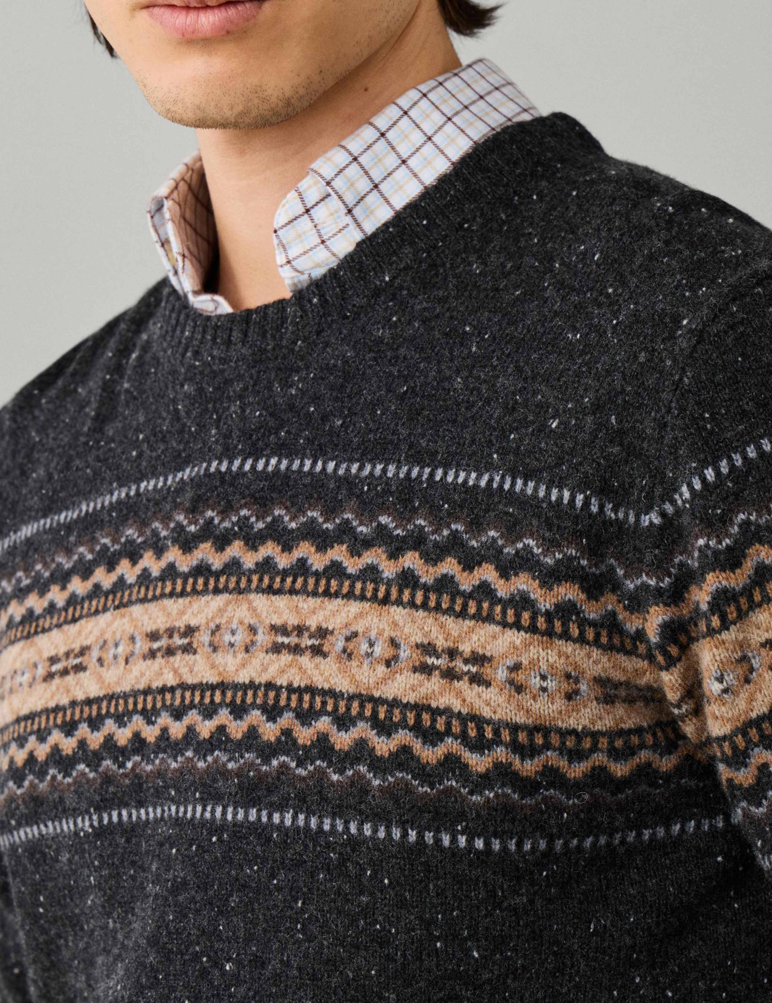 Pure Merino Wool Fair Isle Crew Neck Jumper 7 of 7
