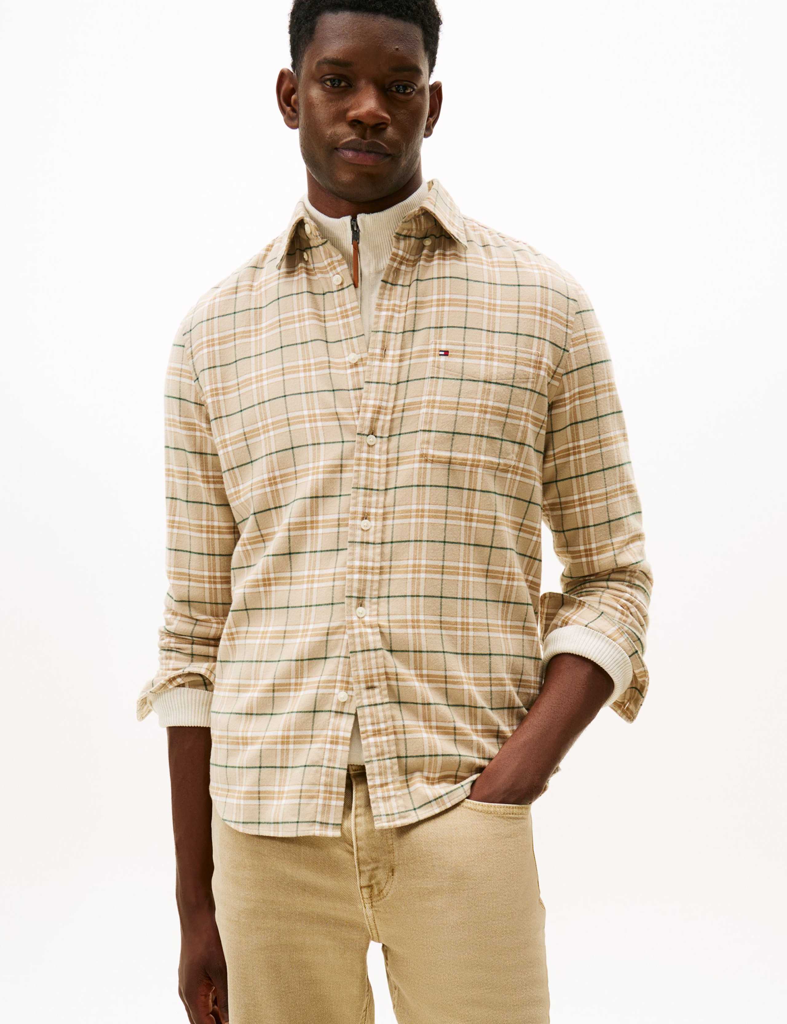 Regular Fit Brushed Cotton Checked Shirt 1 of 5