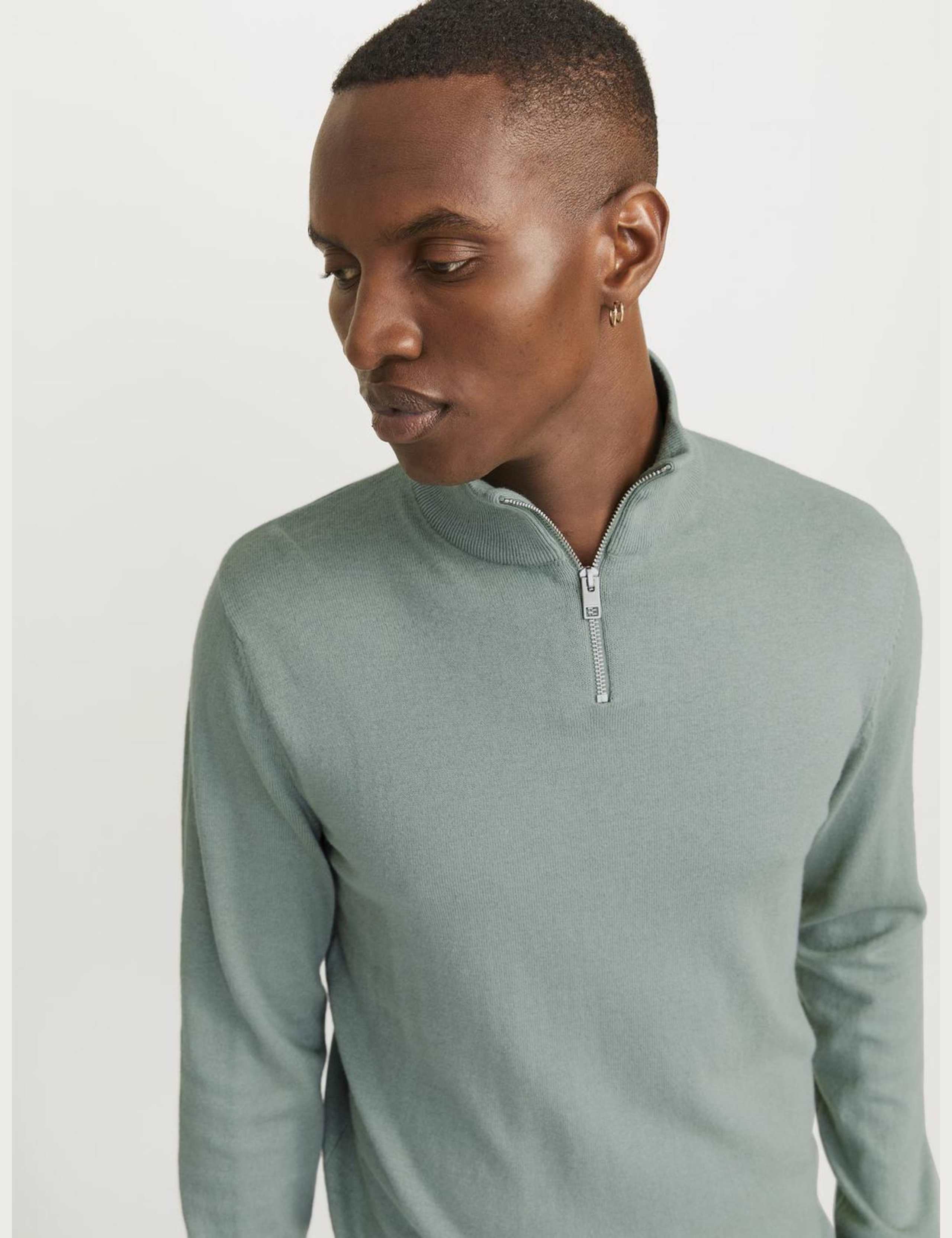 Cotton Rich Funnel Neck Half Zip Jumper 3 of 9