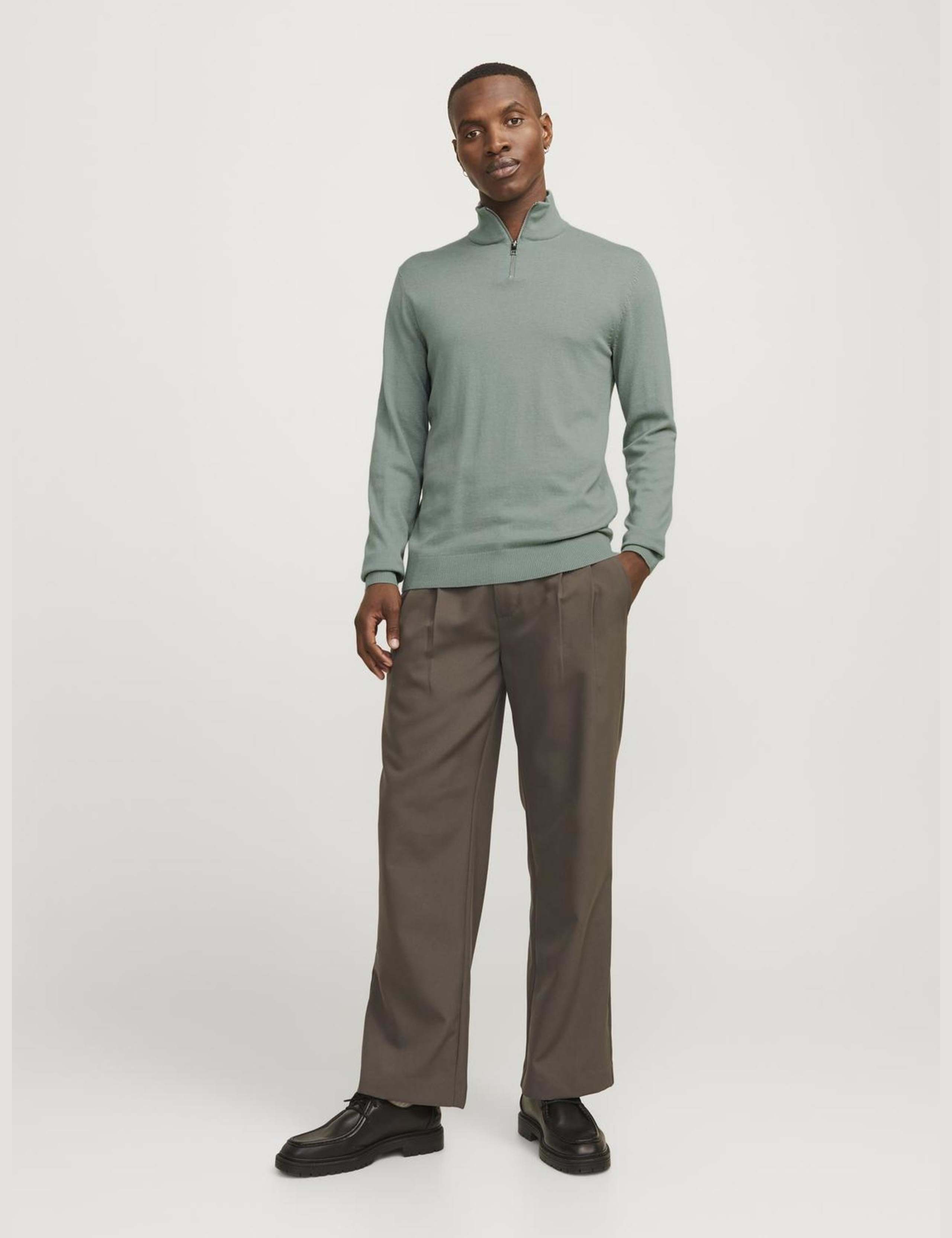 Cotton Rich Funnel Neck Half Zip Jumper 4 of 9
