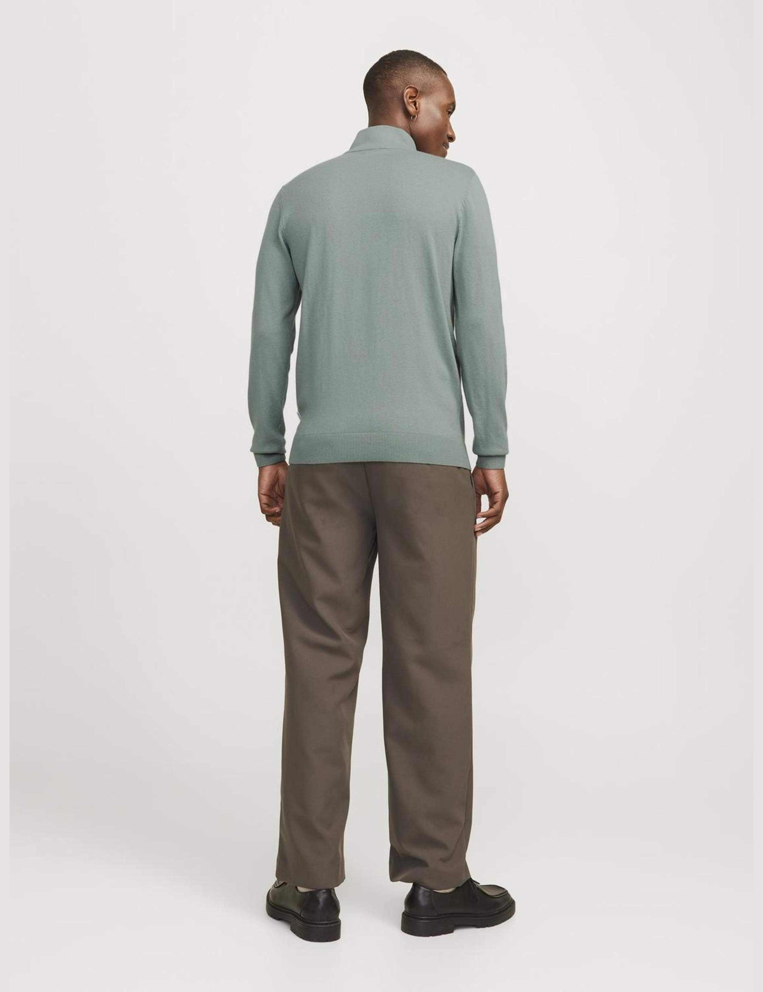 Cotton Rich Funnel Neck Half Zip Jumper 5 of 9