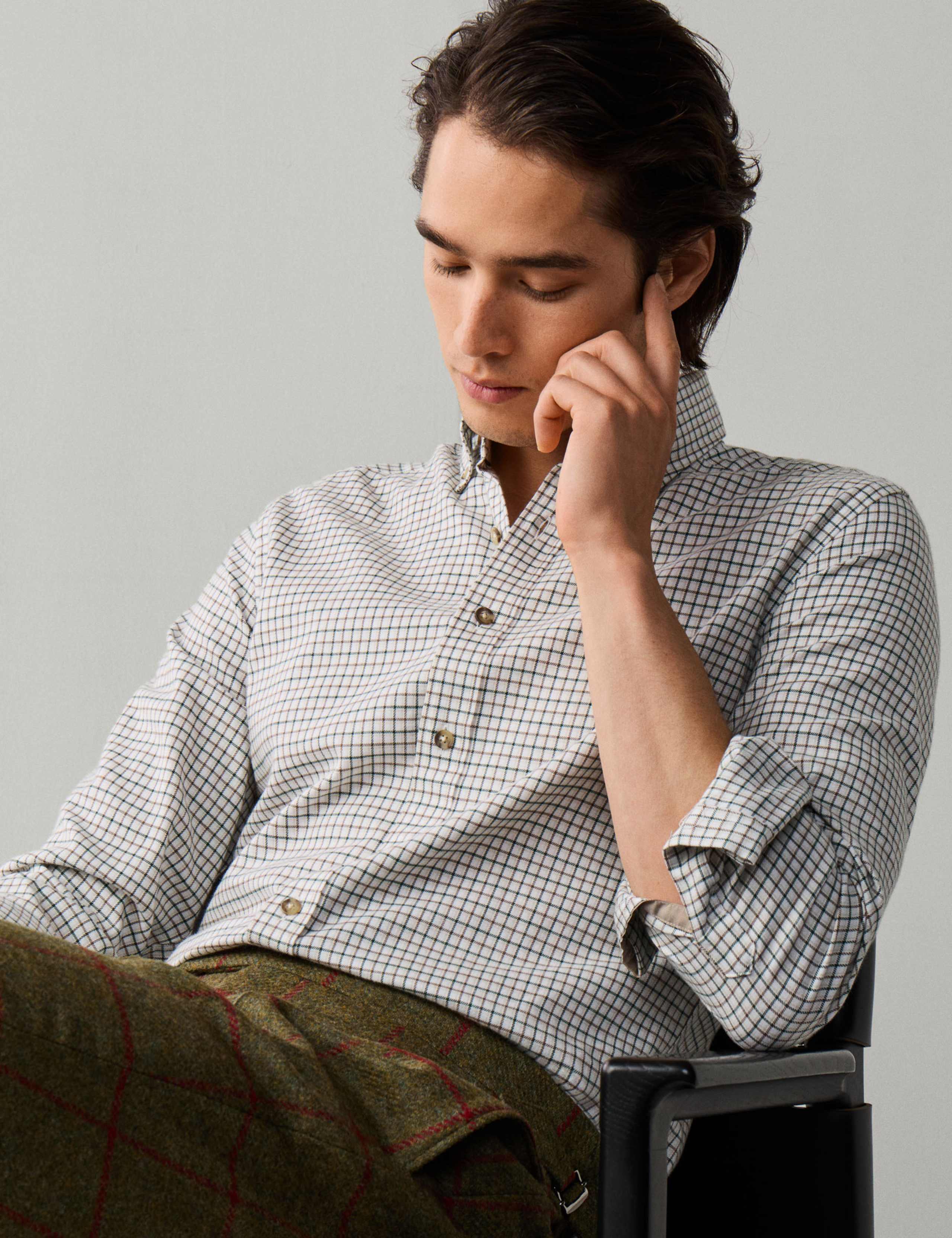 Tailored Fit Pure Cotton Check Flannel Shirt 5 of 7