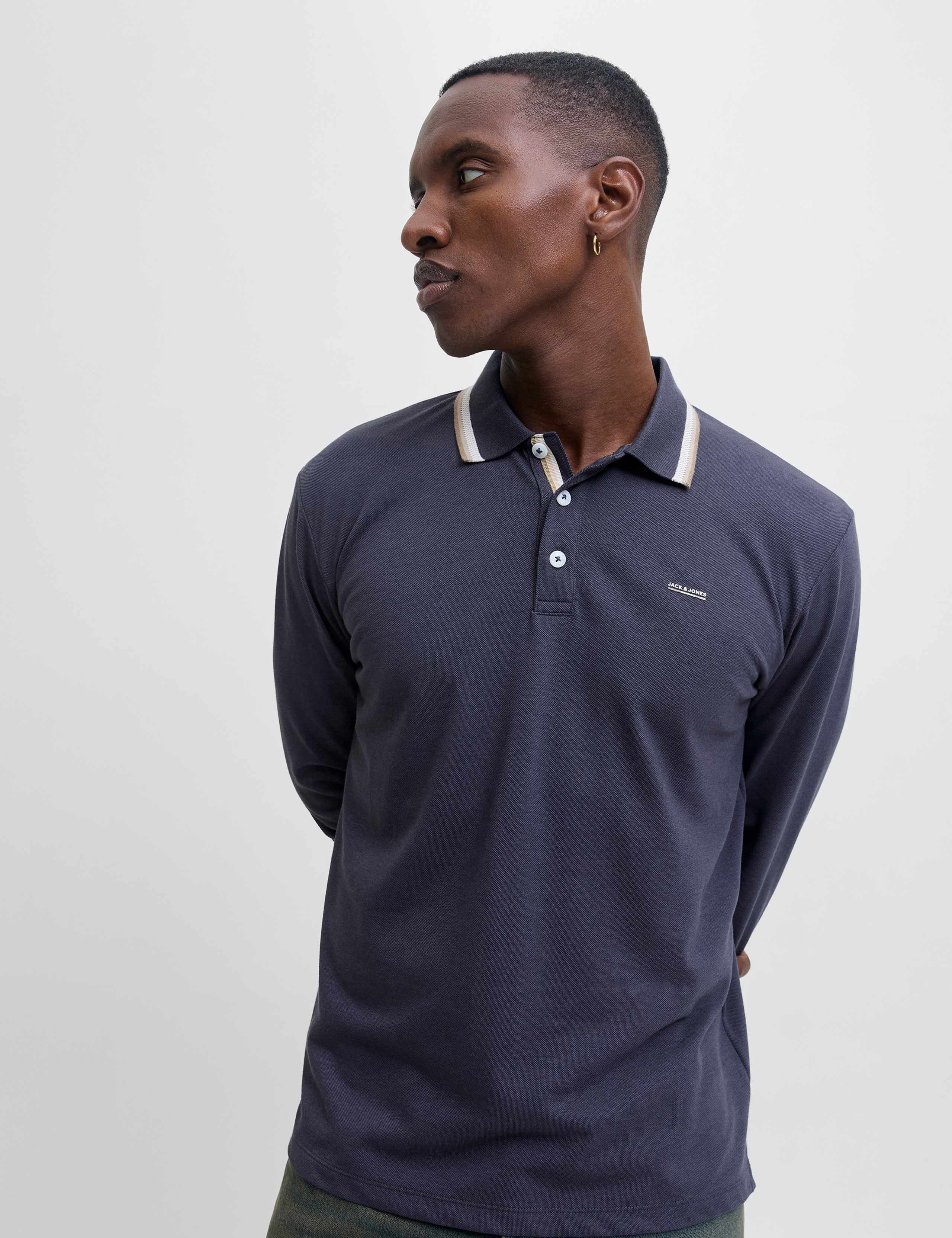 Cotton Blend Long Sleeve Polo Shirt 5 of 6