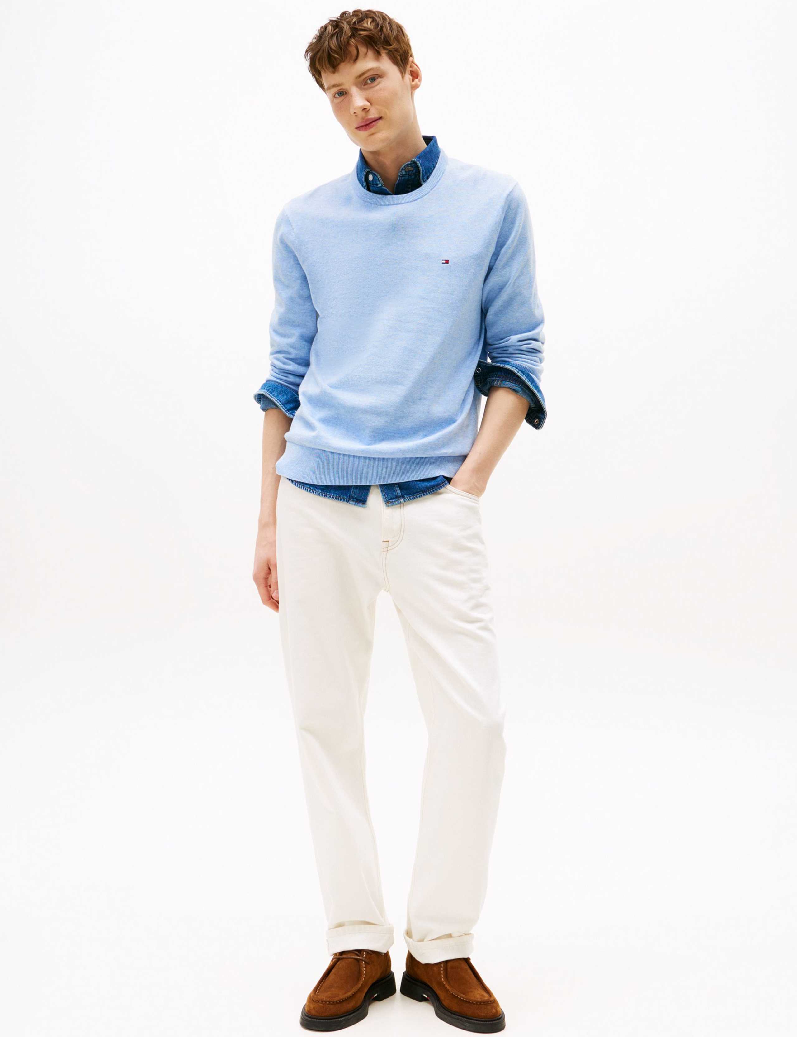 Essential Pure Cotton Crew Neck Jumper 3 of 7