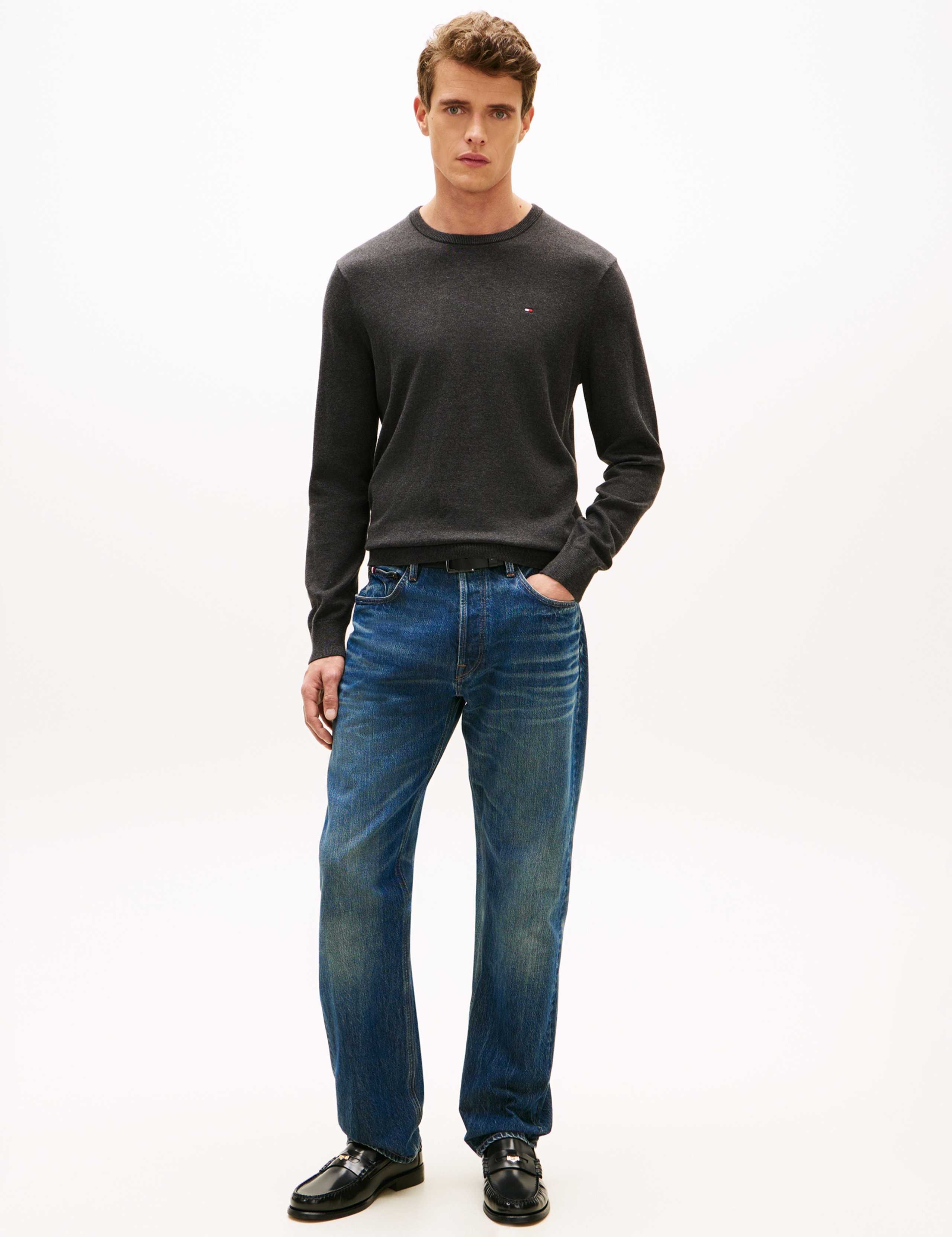 Essential Pure Cotton Crew Neck Jumper 3 of 5