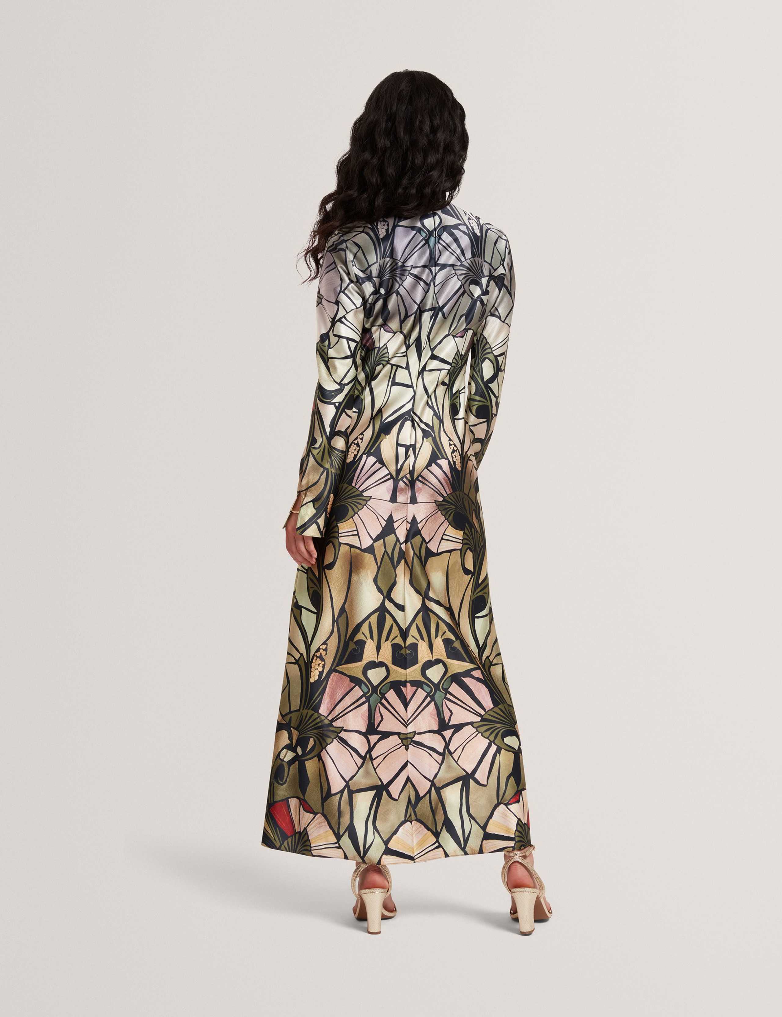 Satin Printed Midi Shift Dress 4 of 4