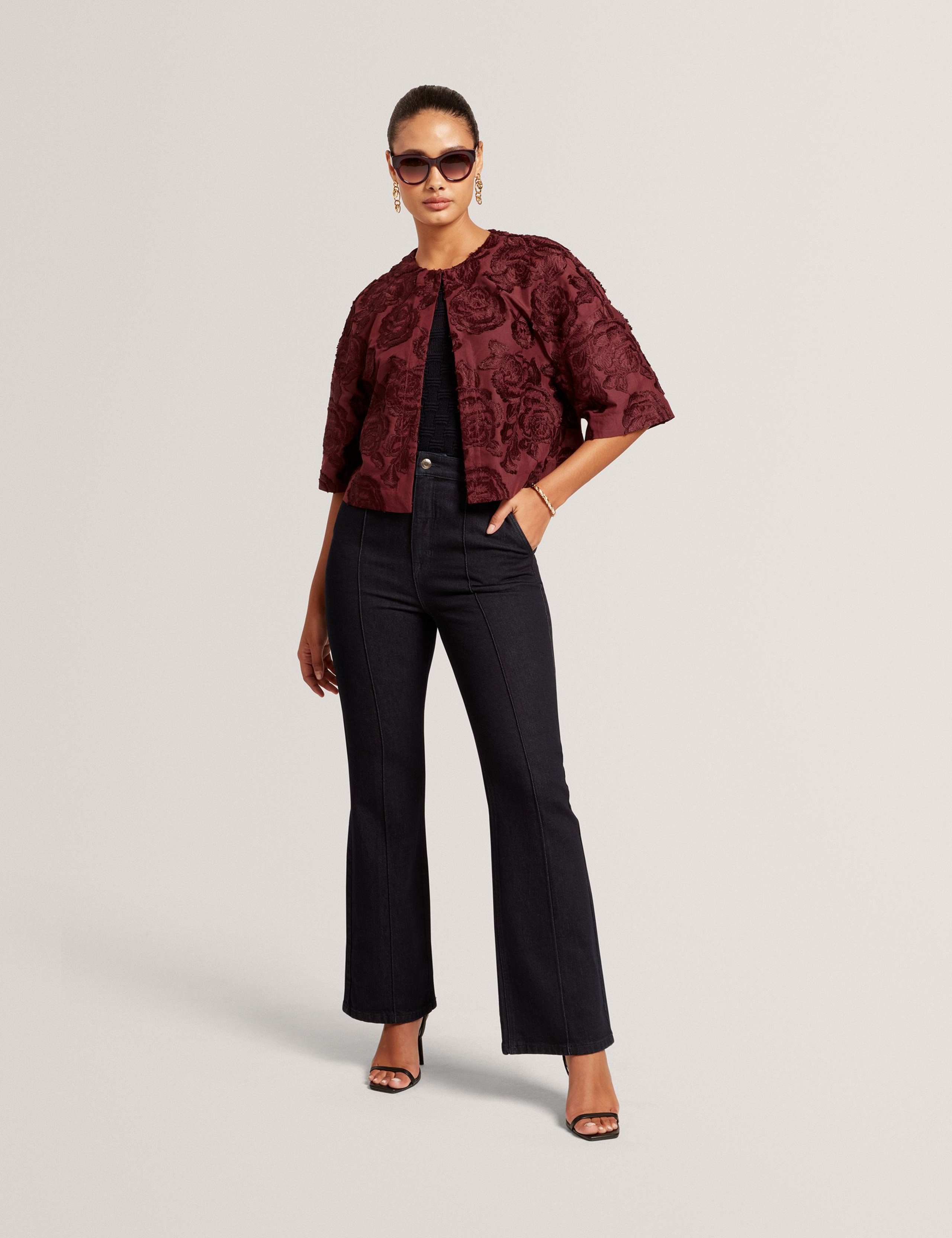 High Waisted Pintuck Flared Jeans 5 of 7