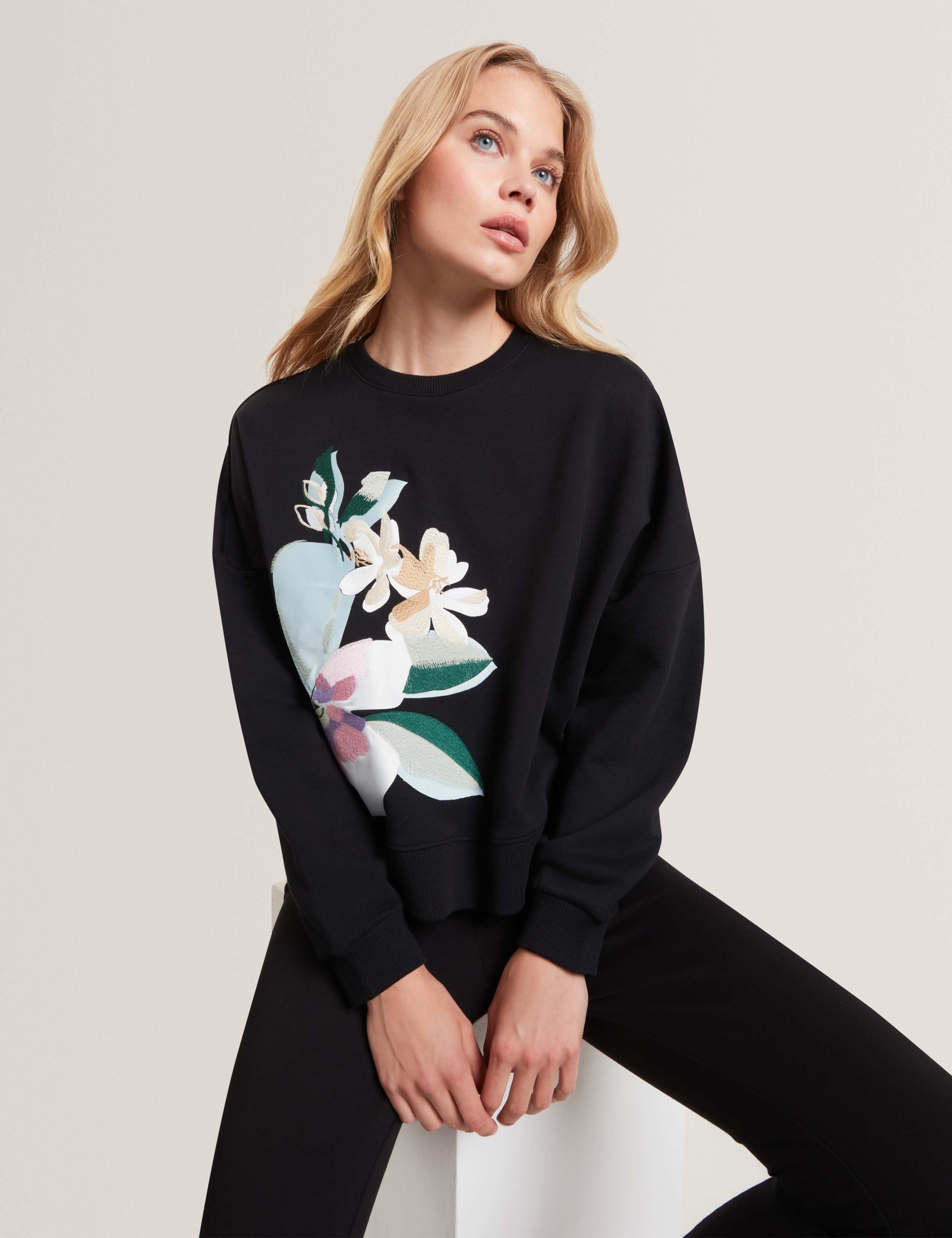 Pure Cotton Floral Embroidered Sweatshirt 1 of 3
