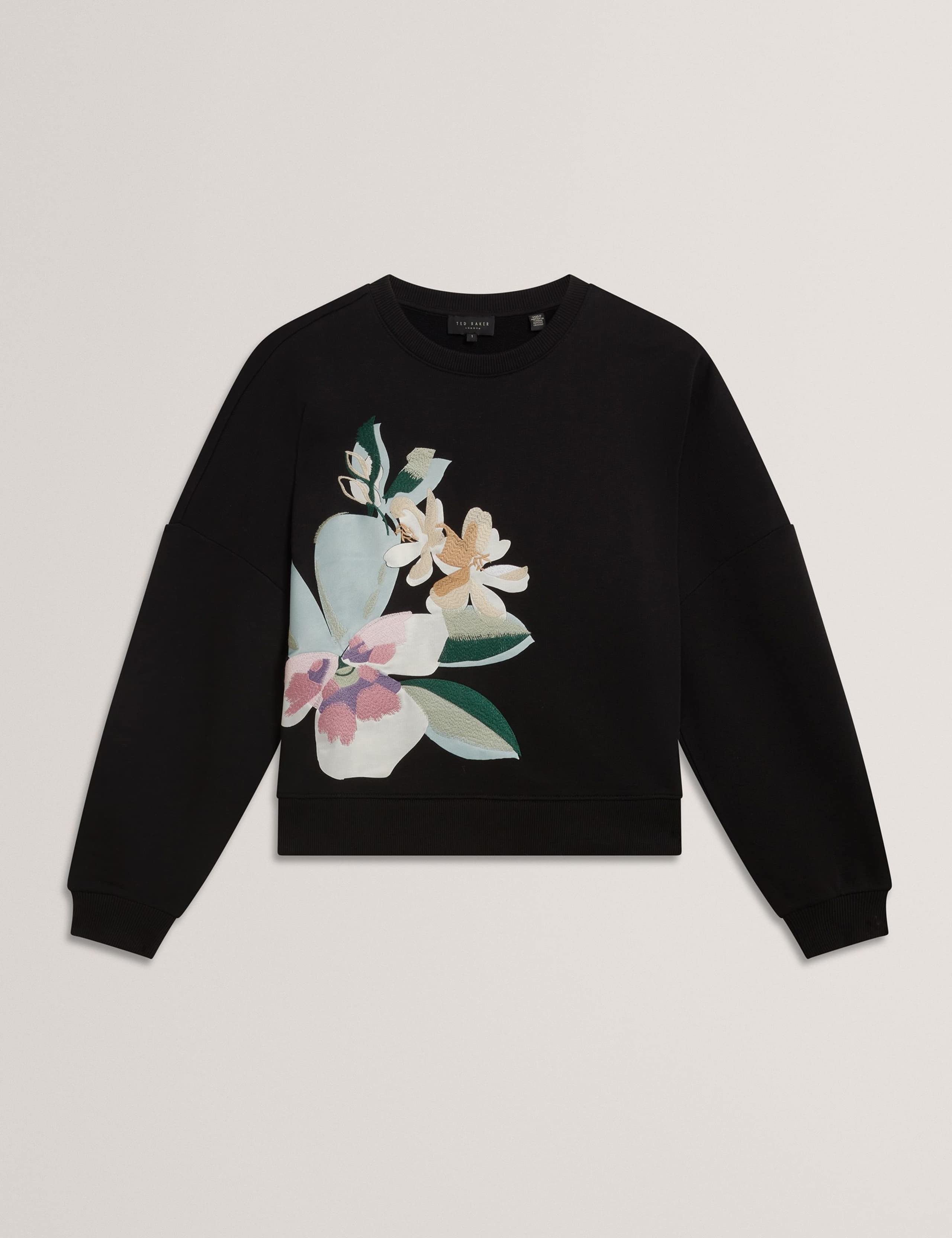 Pure Cotton Floral Embroidered Sweatshirt 2 of 3