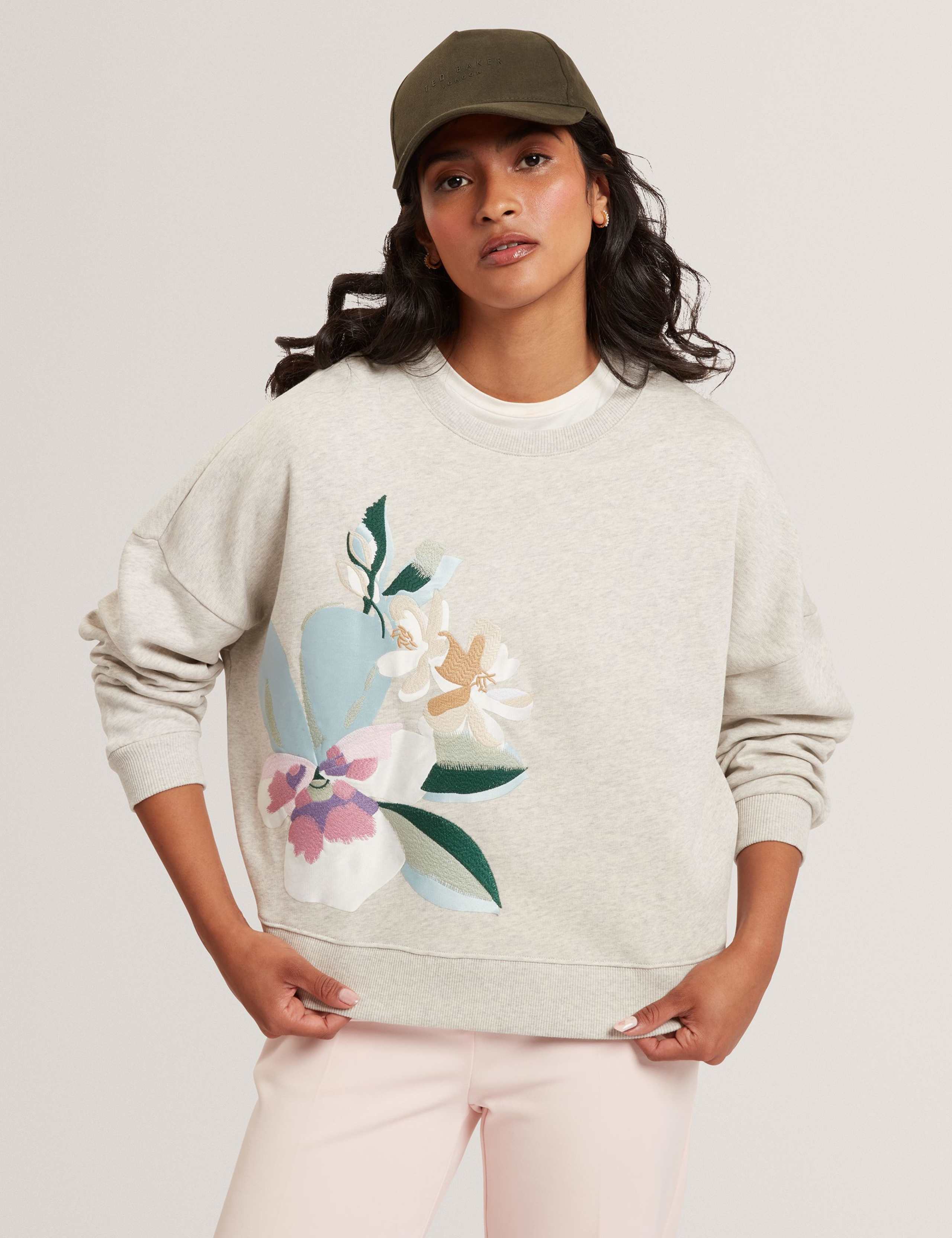 Pure Cotton Printed Embroidered Sweatshirt 1 of 4