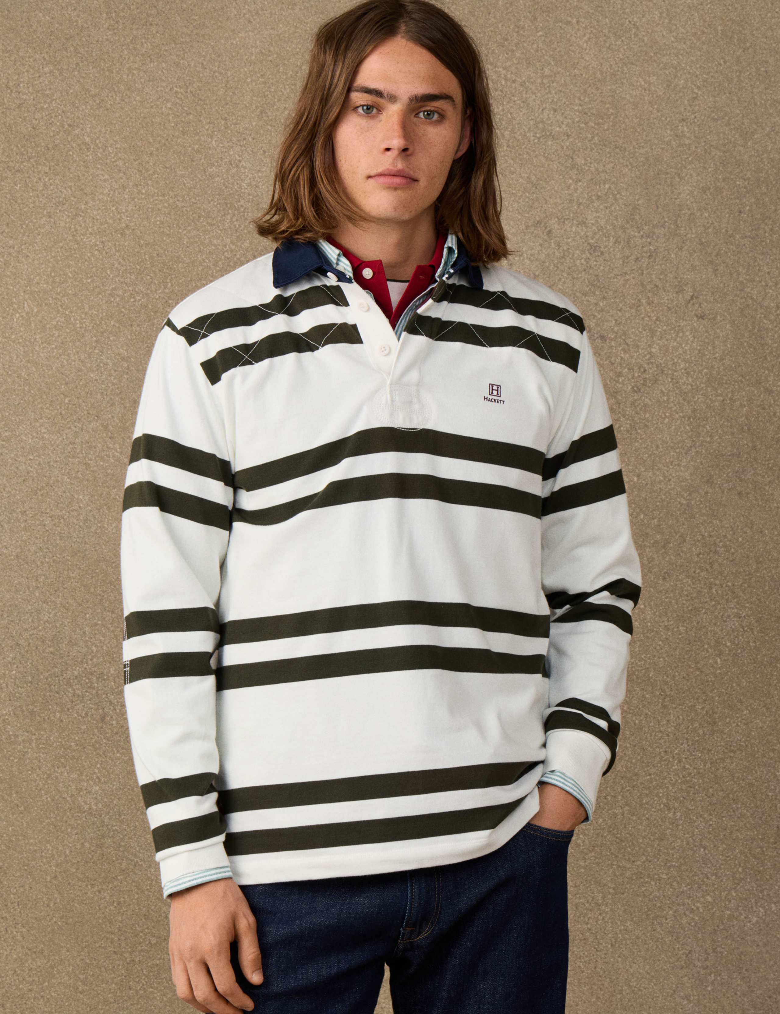 Pure Cotton Quilted Striped Rugby Shirt 1 of 6