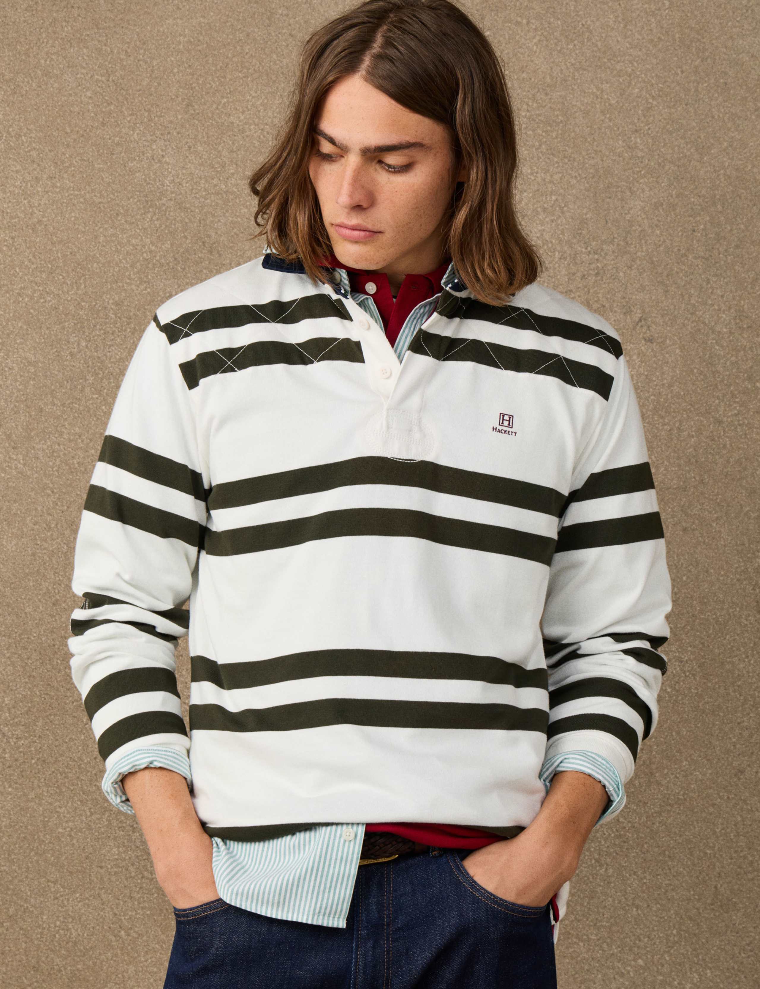 Pure Cotton Quilted Striped Rugby Shirt 2 of 6