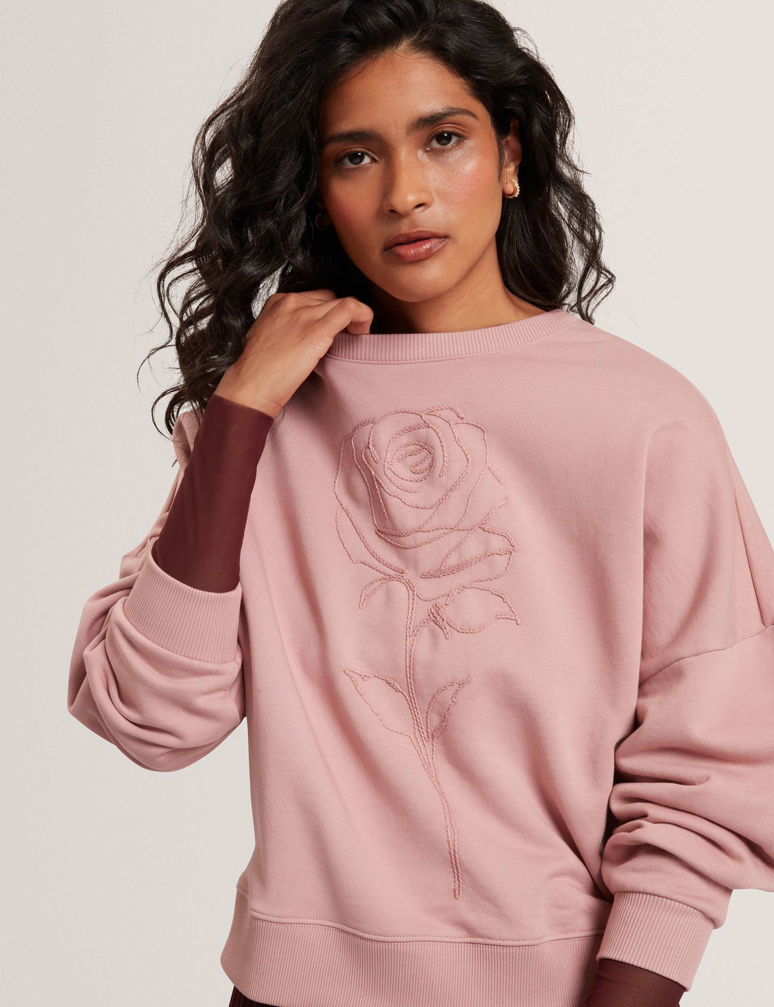 Pure Cotton Floral Embroidered Sweatshirt 2 of 4